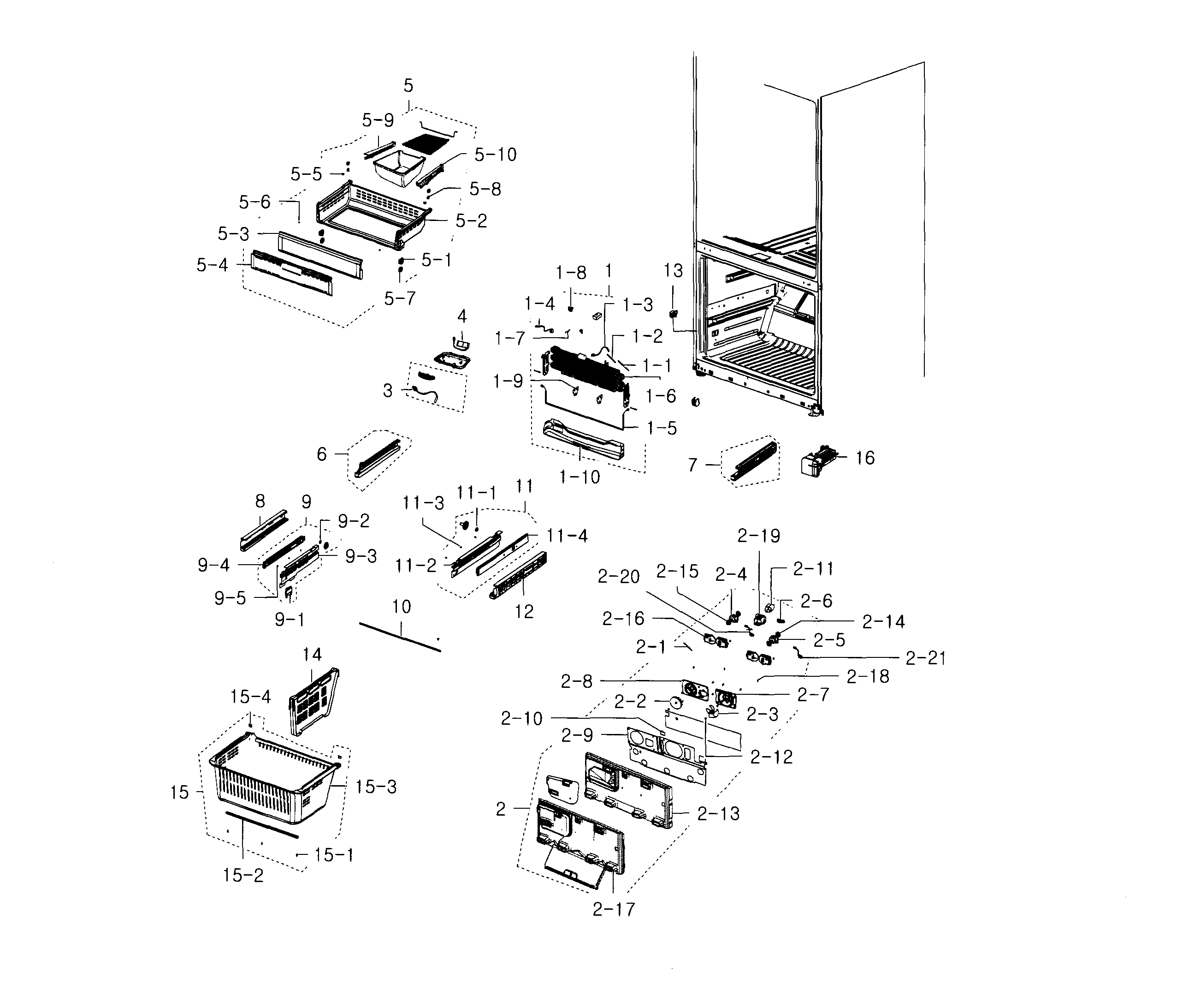 Samsung RFG237AAWP/XAA-01 freezer diagram