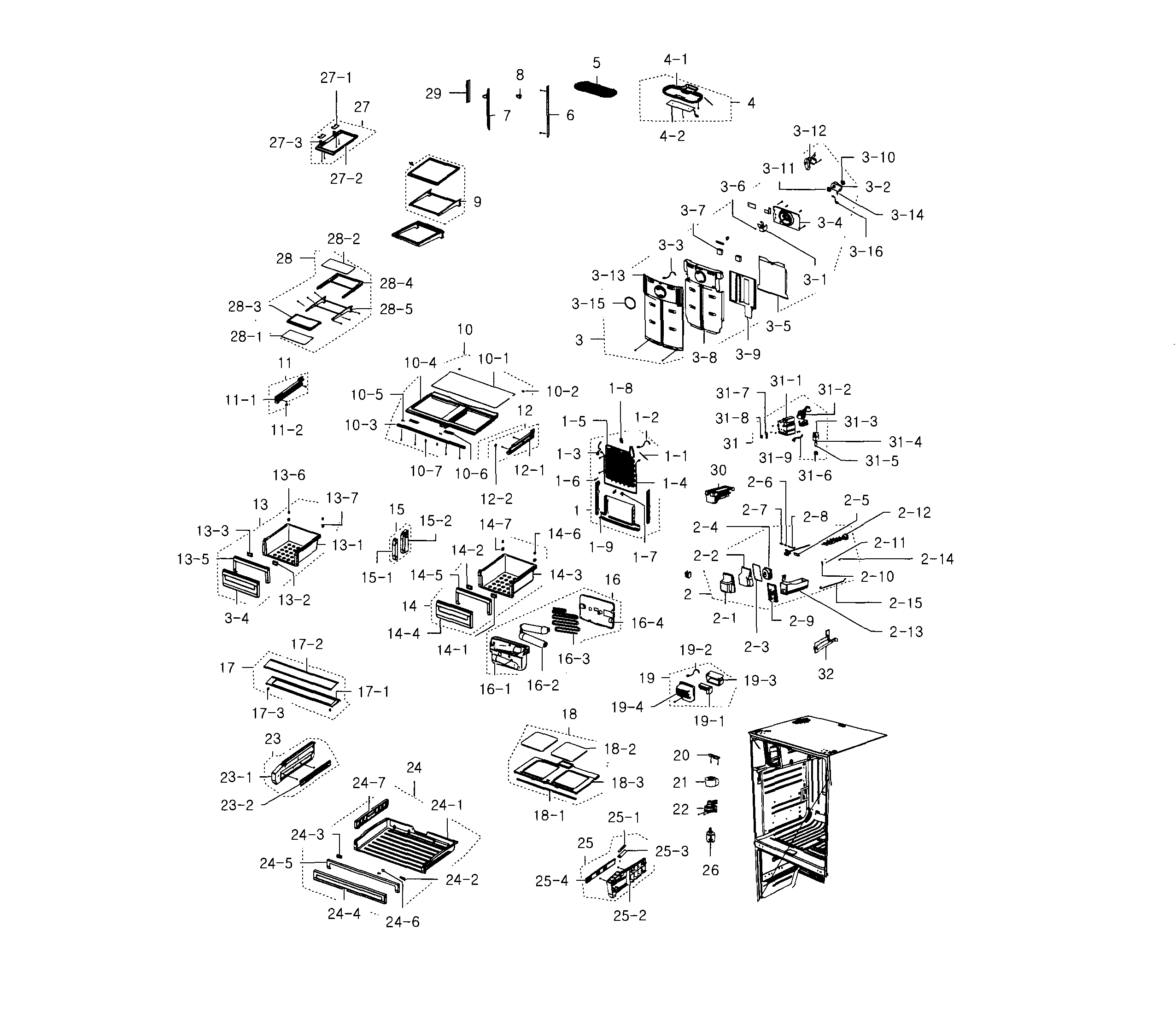 Samsung RFG237AAWP/XAA-01 fridge diagram