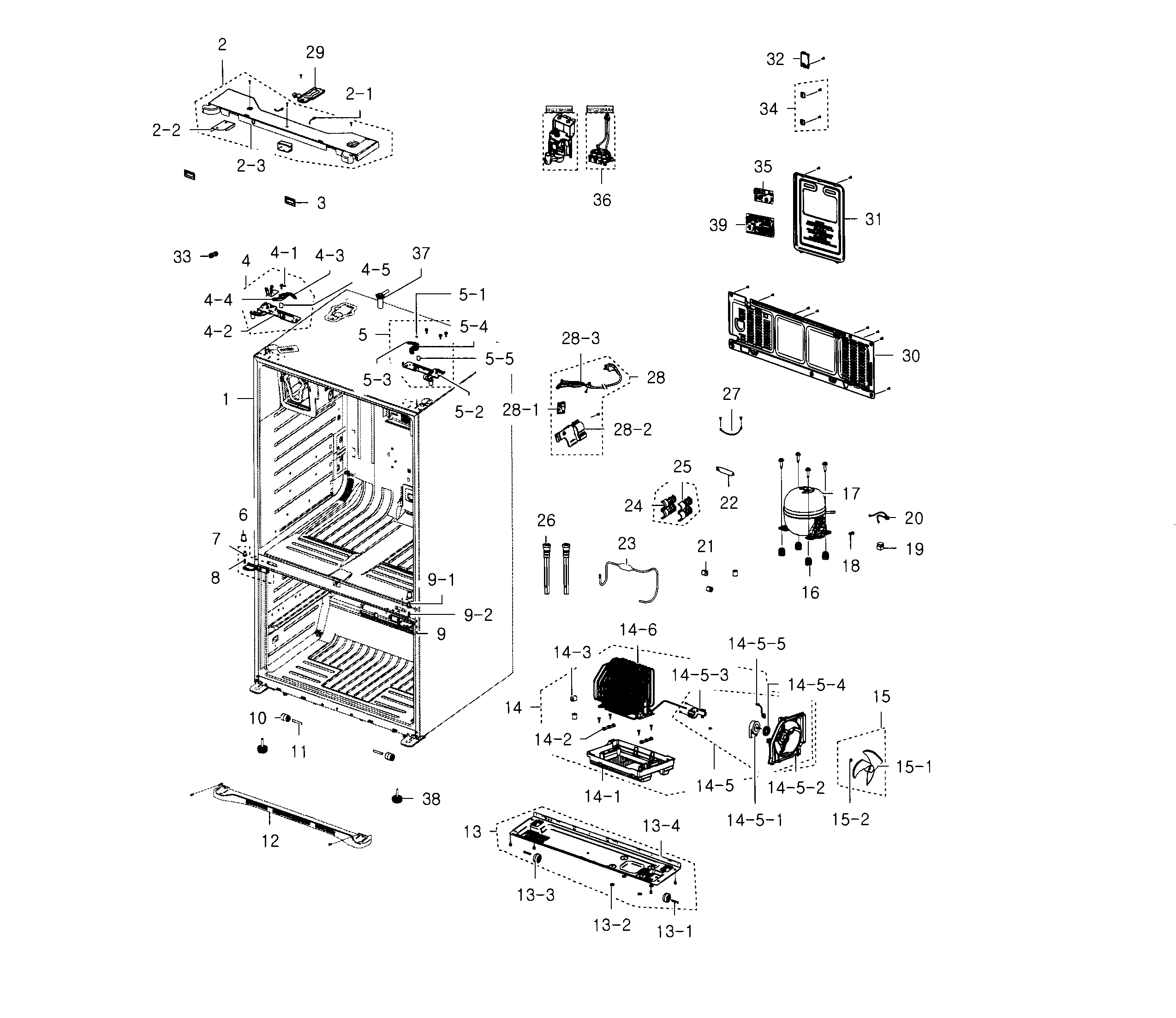 Samsung RFG237AAWP/XAA-01 cabinet diagram