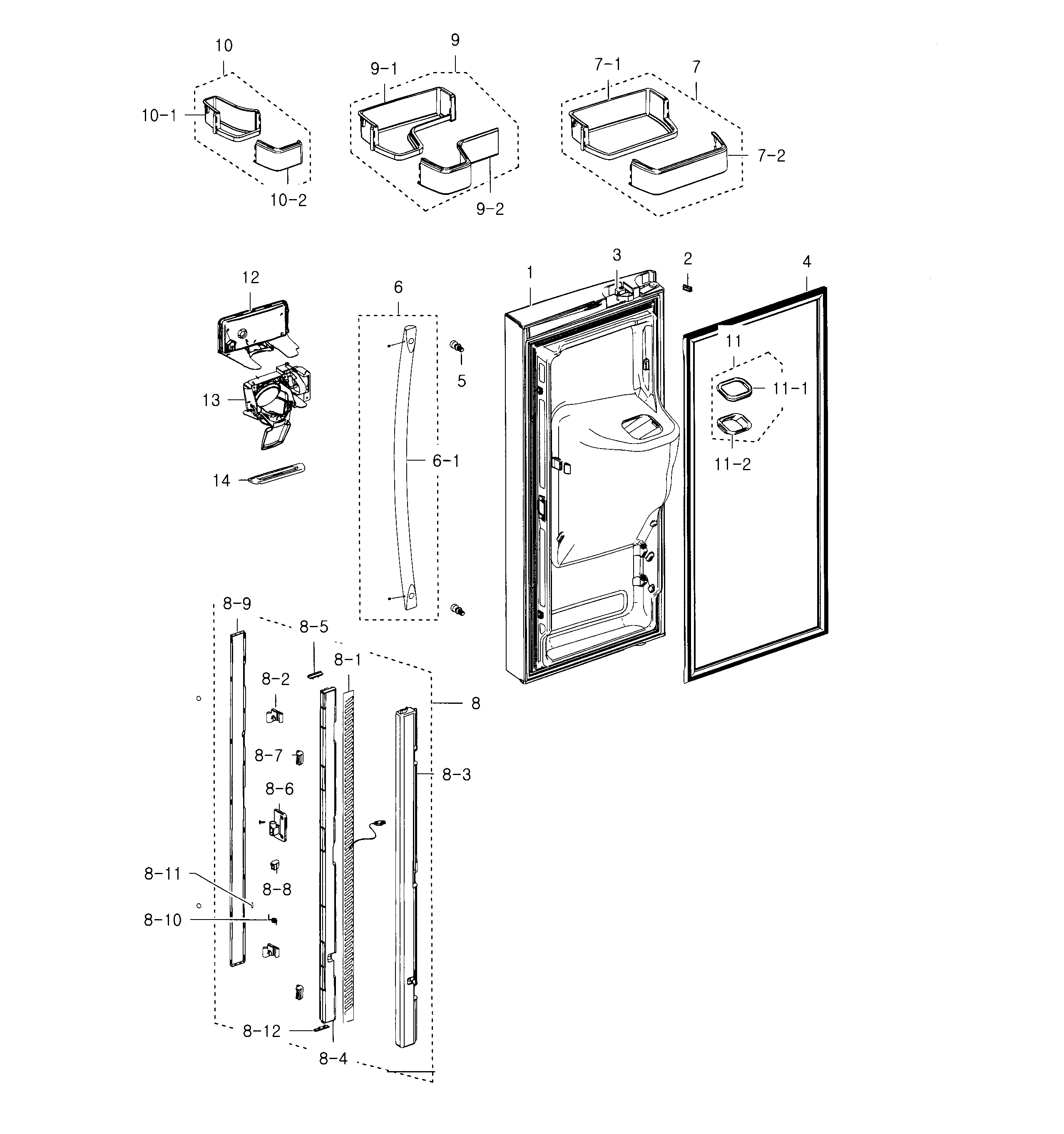 Samsung RFG237AAWP/XAA-01 fridge door l diagram