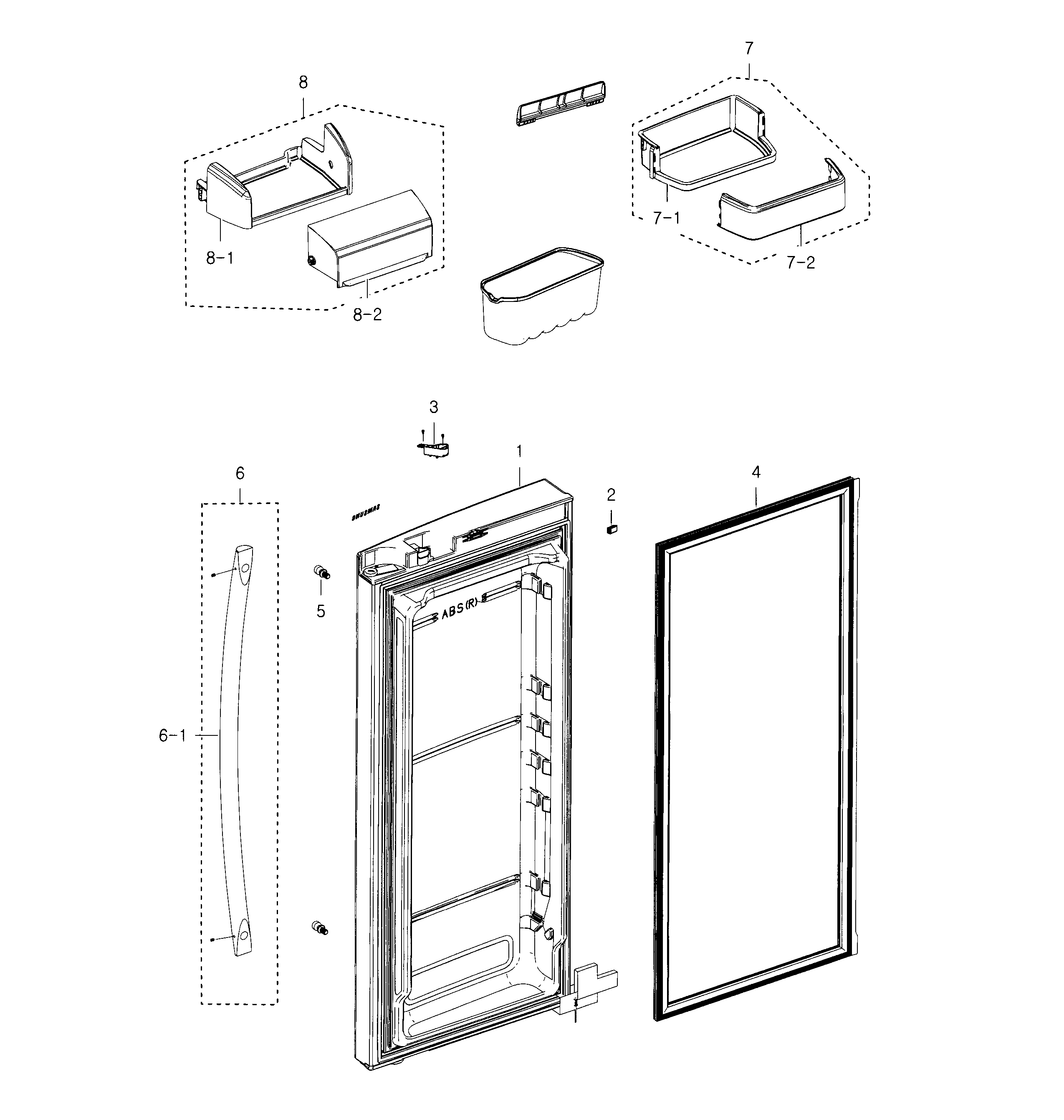 Samsung RFG237AAWP/XAA-01 fridge door r diagram