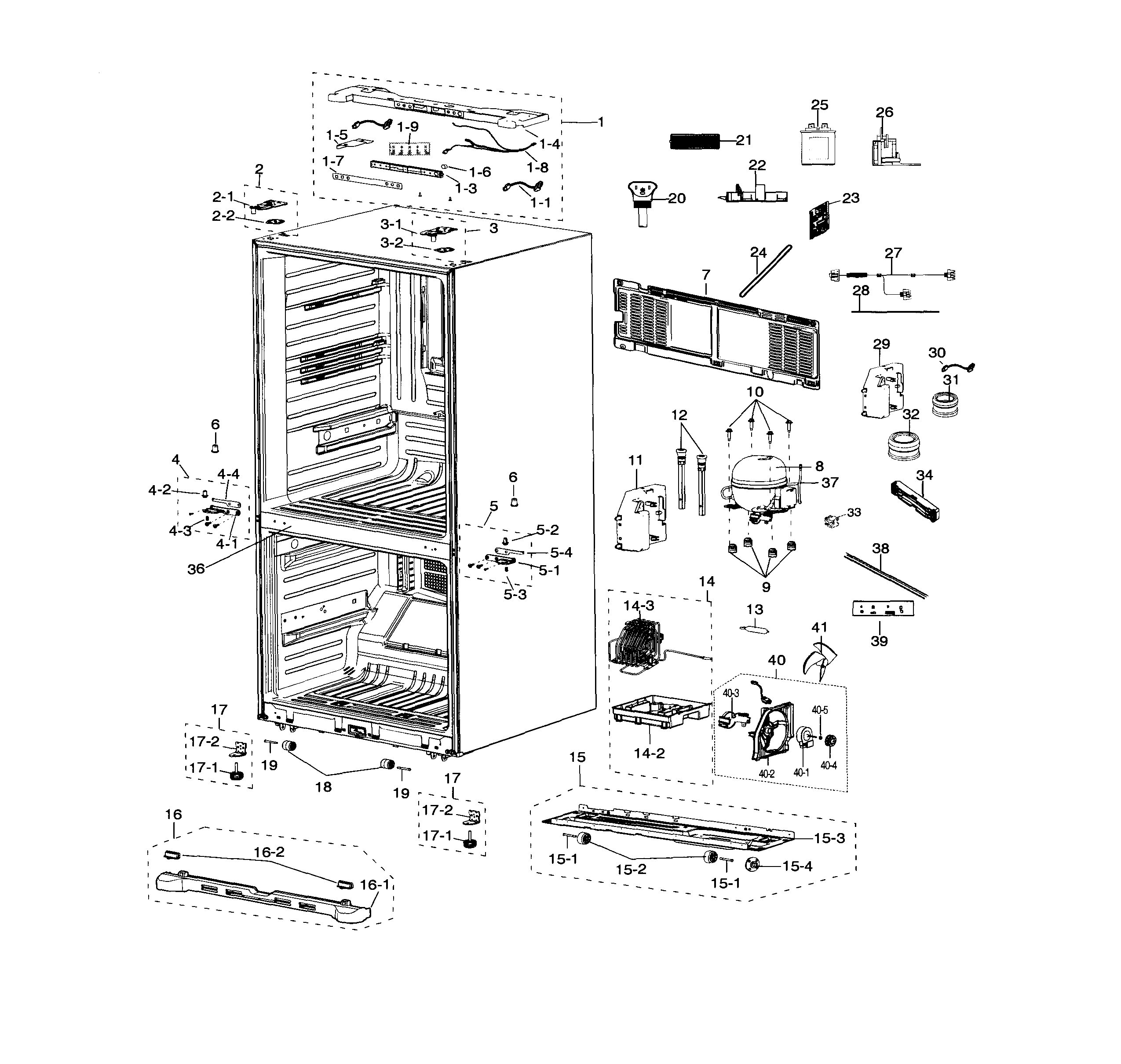 Samsung RF20HFENBBC/AA-00 cabinet diagram