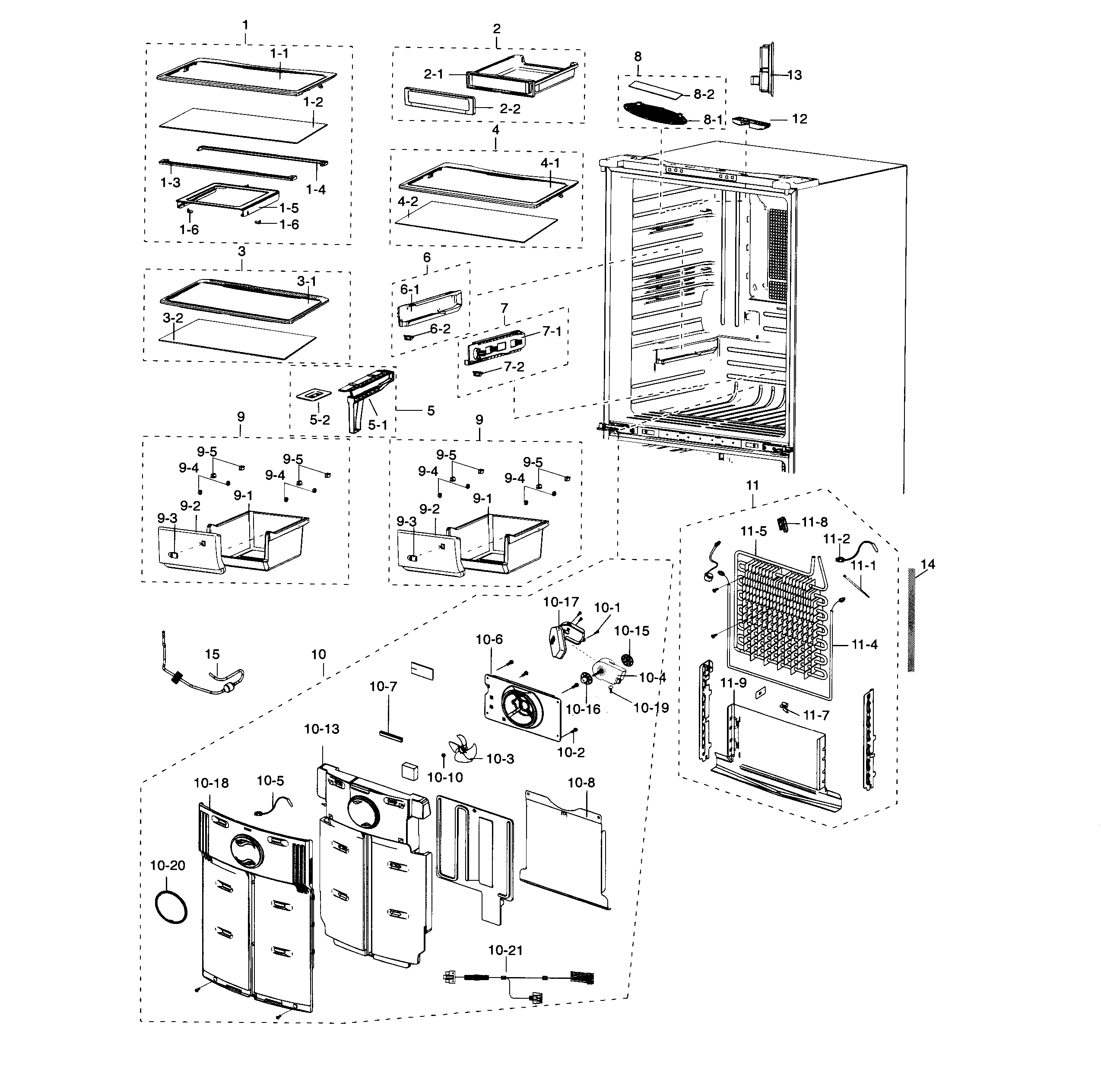 Samsung RF20HFENBWW/AA-00 fridge diagram