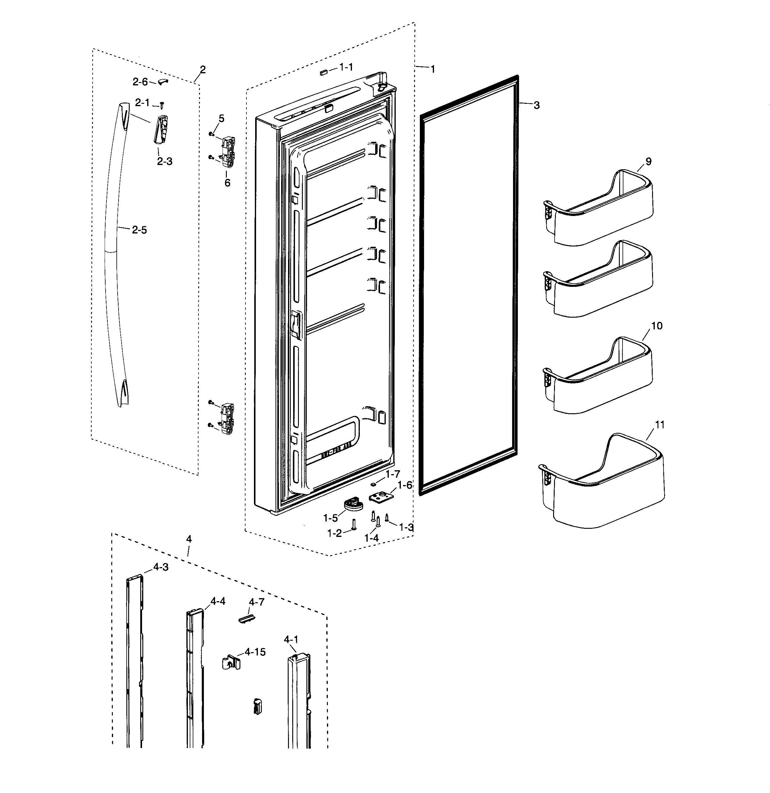 Samsung RF20HFENBWW/AA-00 fridge door l diagram