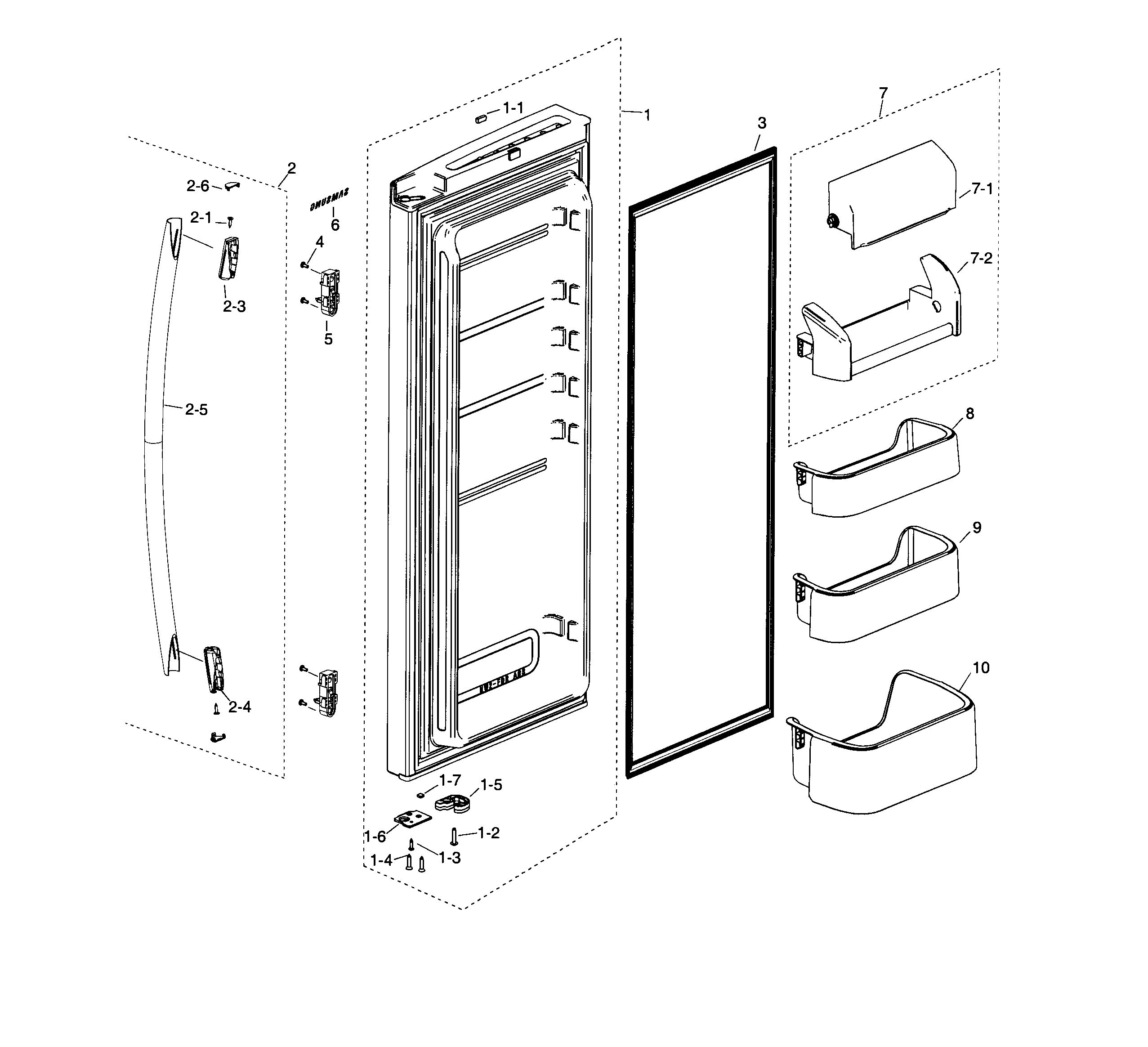 Samsung RF20HFENBWW/AA-00 fridge door r diagram