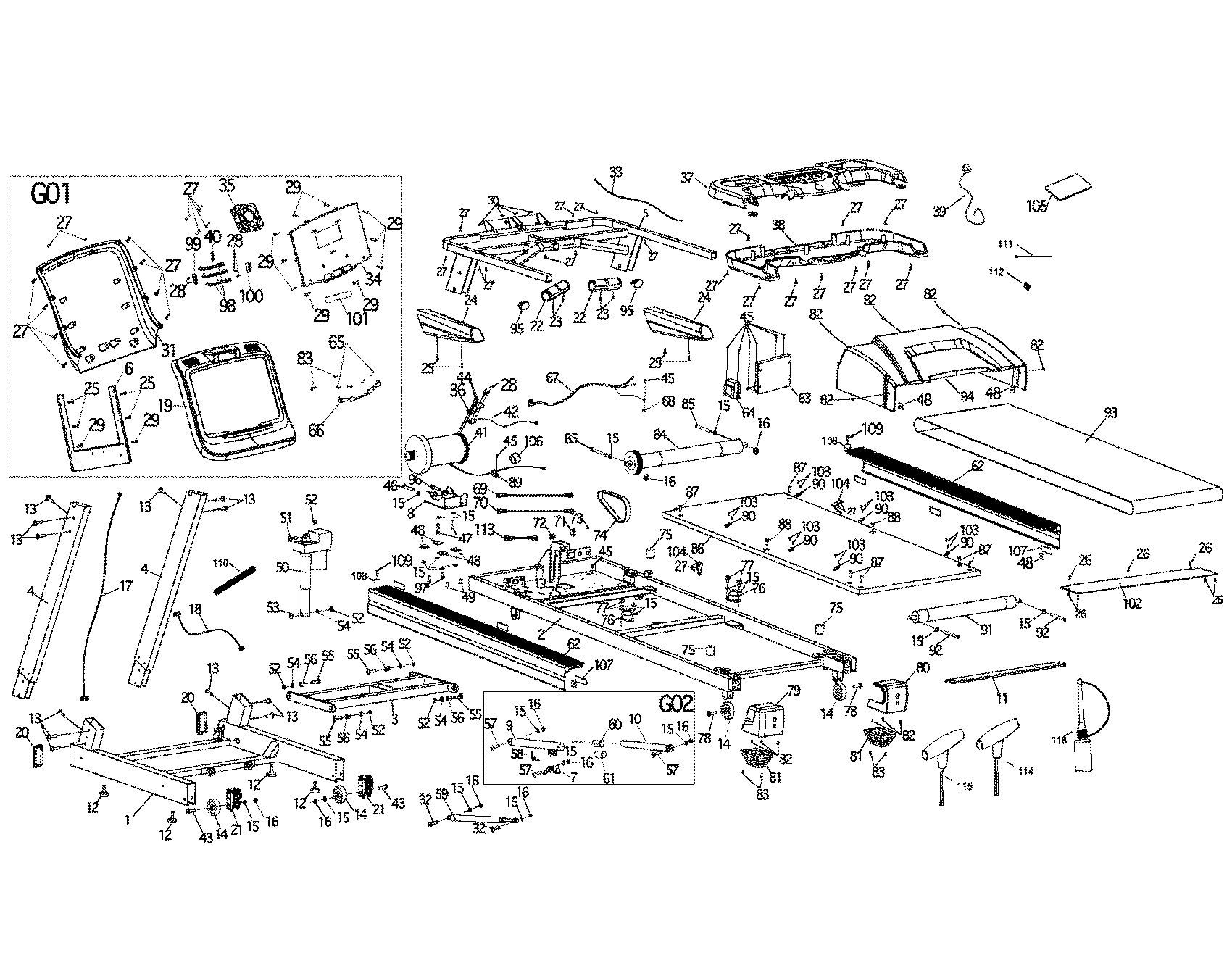 BH Fitness S3TI treadmill diagram