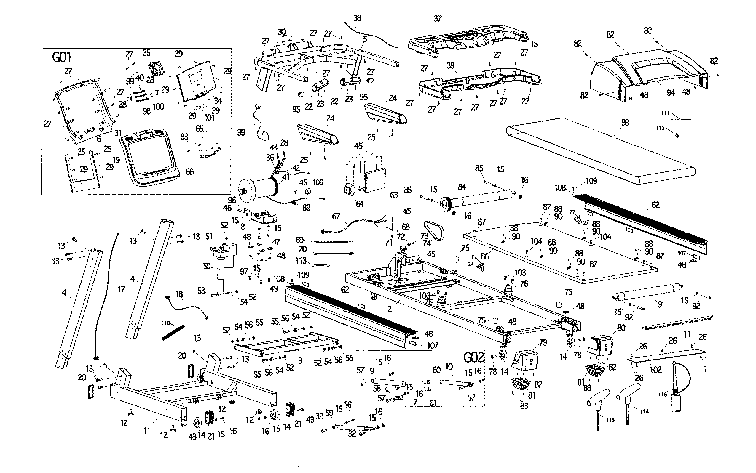 BH Fitness S5TI treadmill diagram