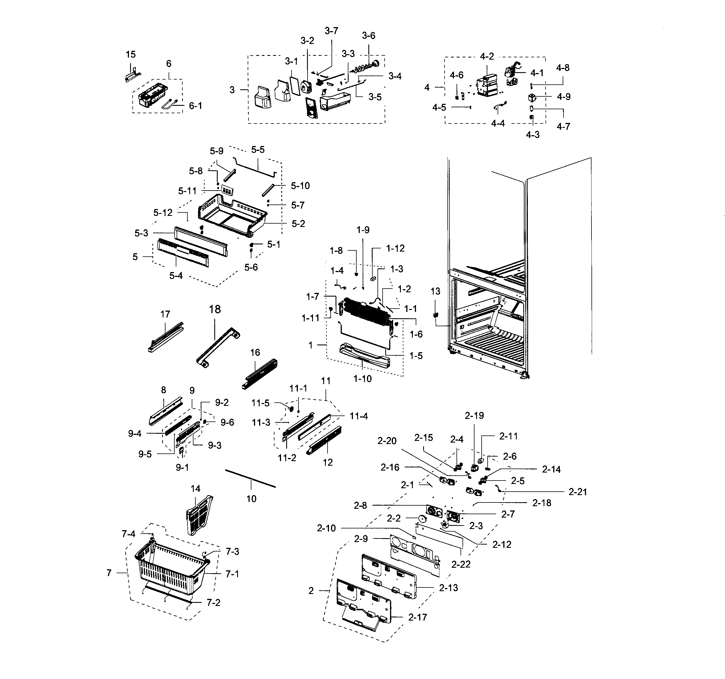 Samsung RFG237AAWP/XAA-05 freezer diagram