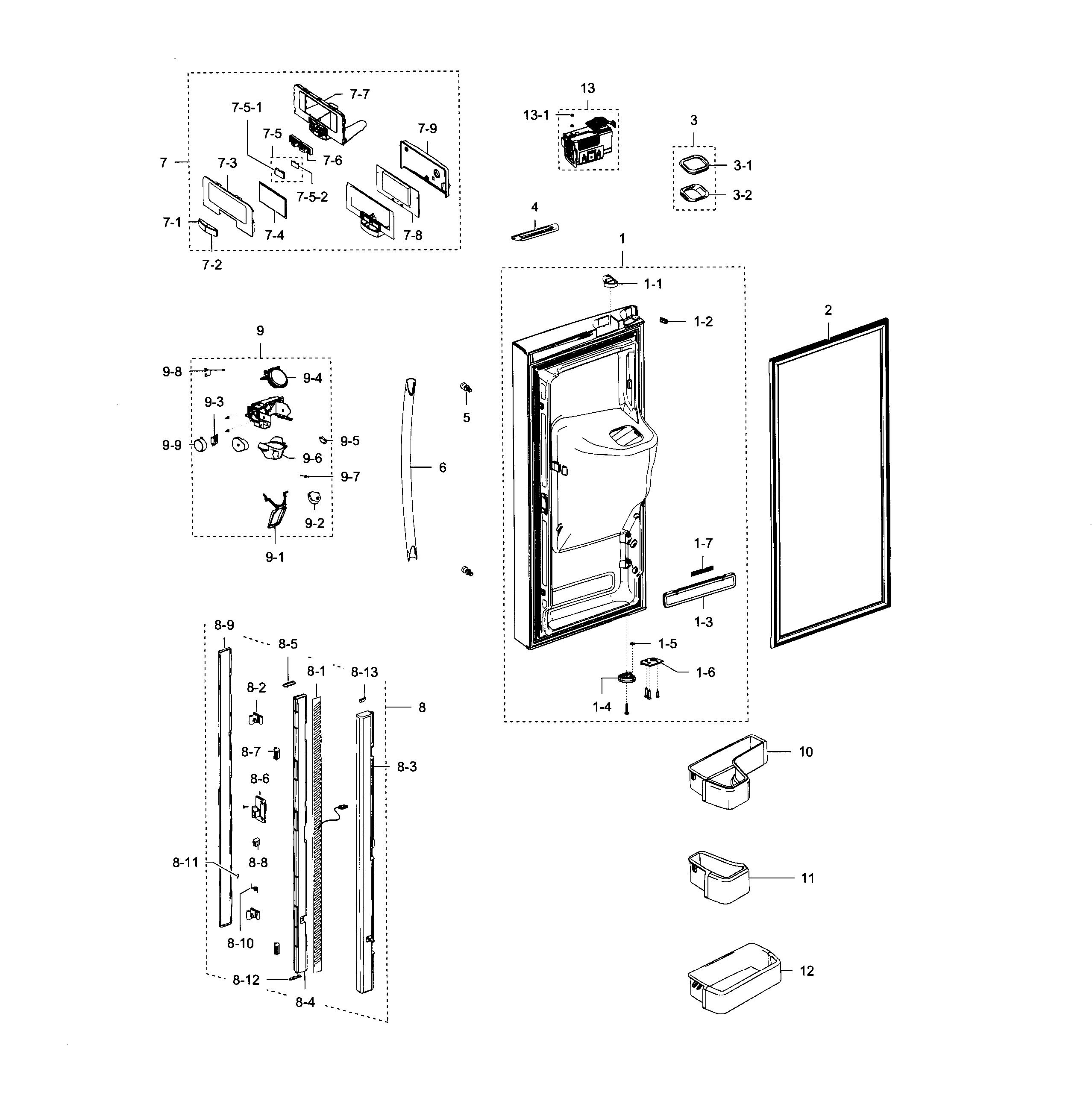 Samsung RFG237AAWP/XAA-05 fridge door l diagram