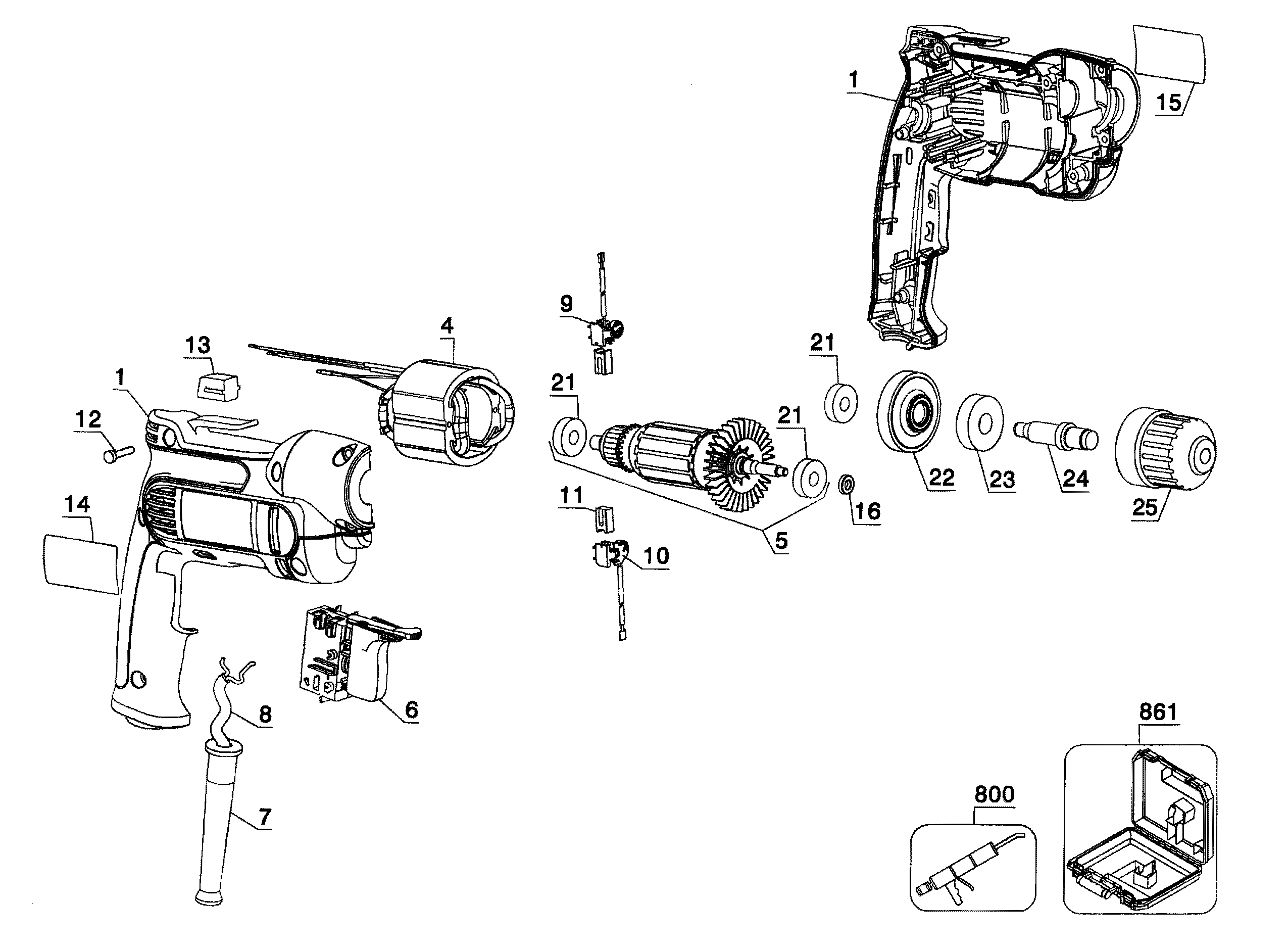 DeWalt DWD112 TYPE 1 drill driver diagram