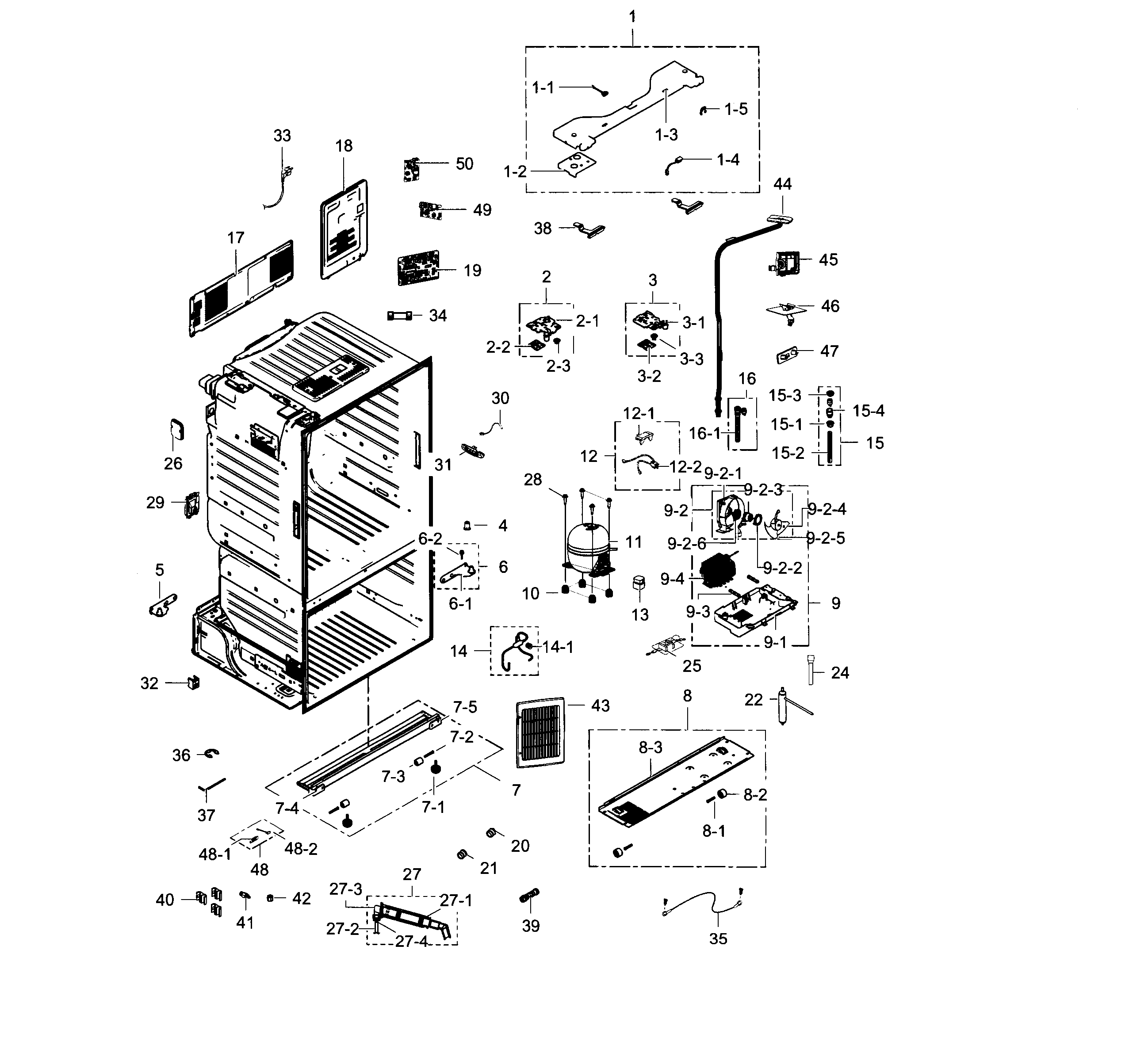 Samsung RF28HFEDTSR/AA-03 cabinet diagram