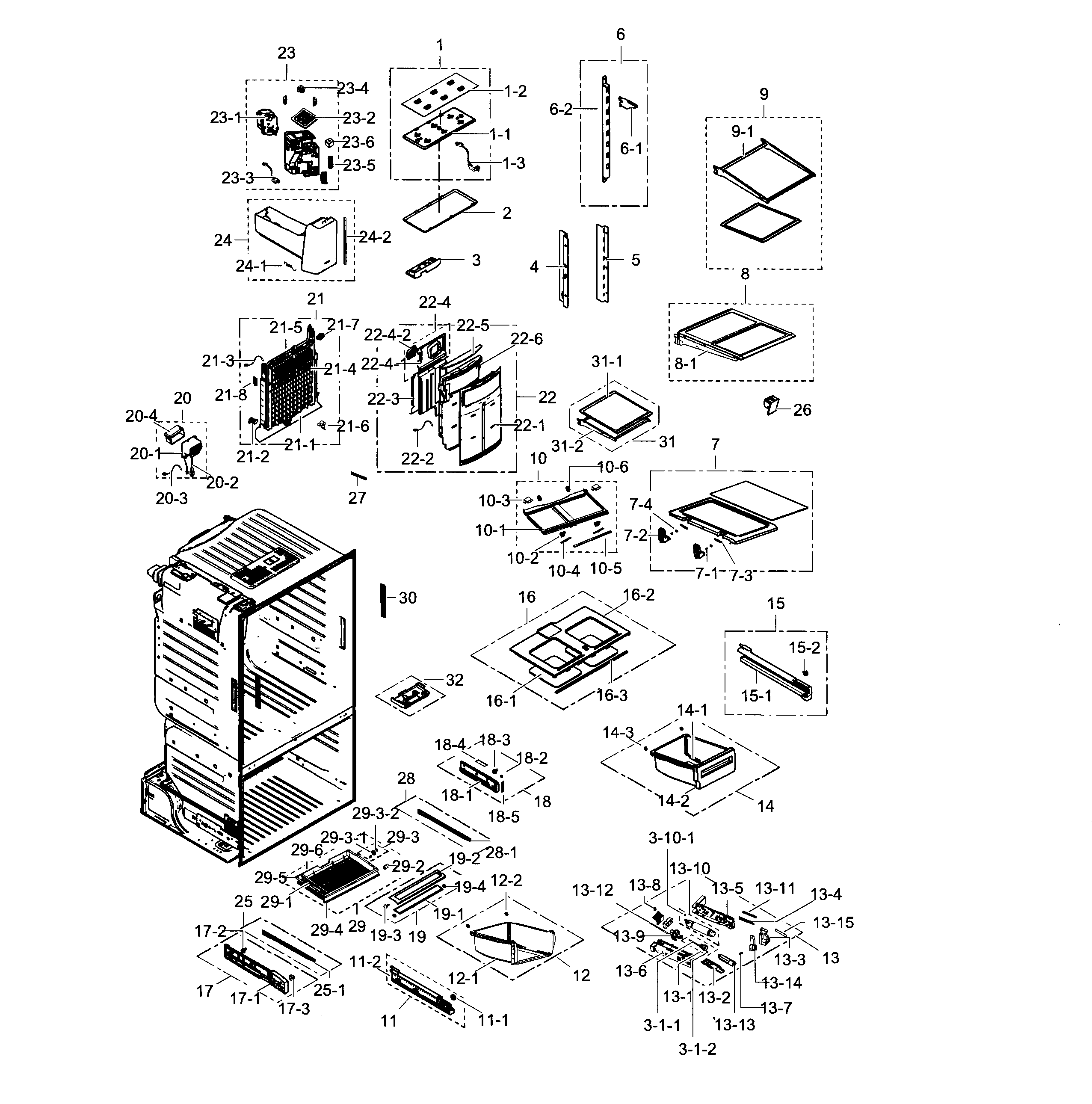 Samsung RF28HFEDTBC/AA-03 fridge diagram