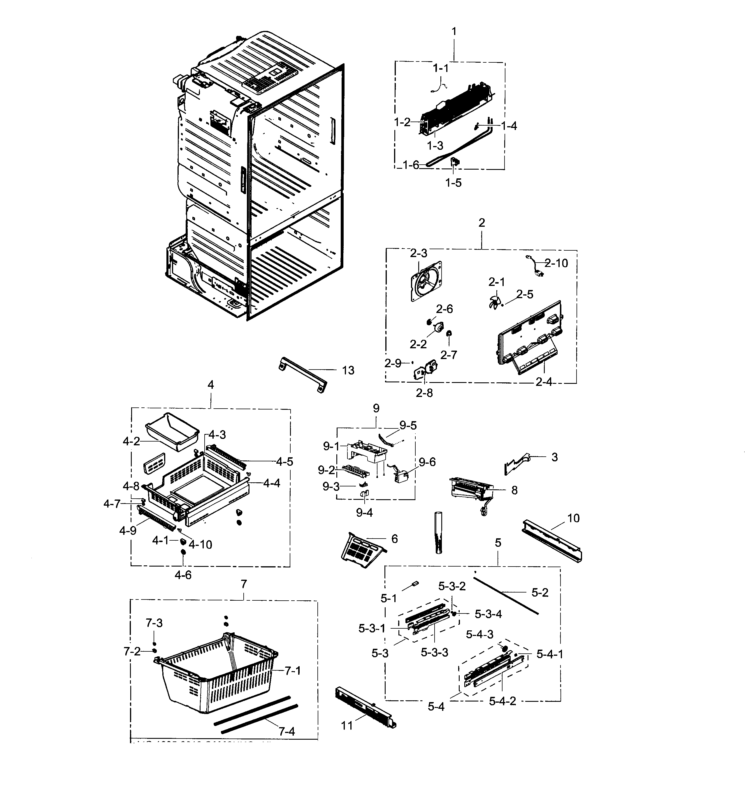 Samsung RF28HFEDTWW/AA-03 freezer / icemaker diagram