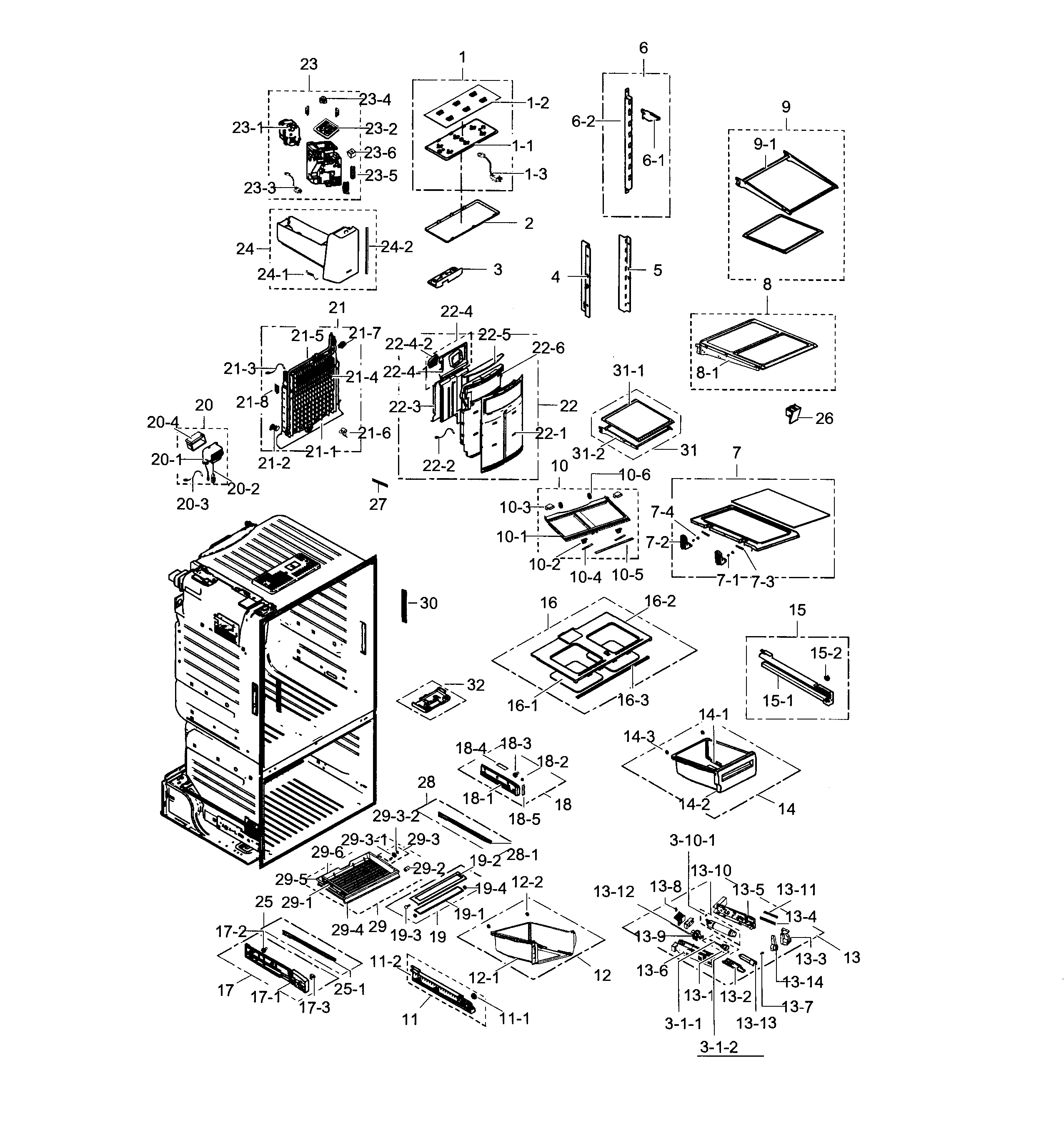 Samsung RF28HFEDTWW/AA-03 fridge diagram