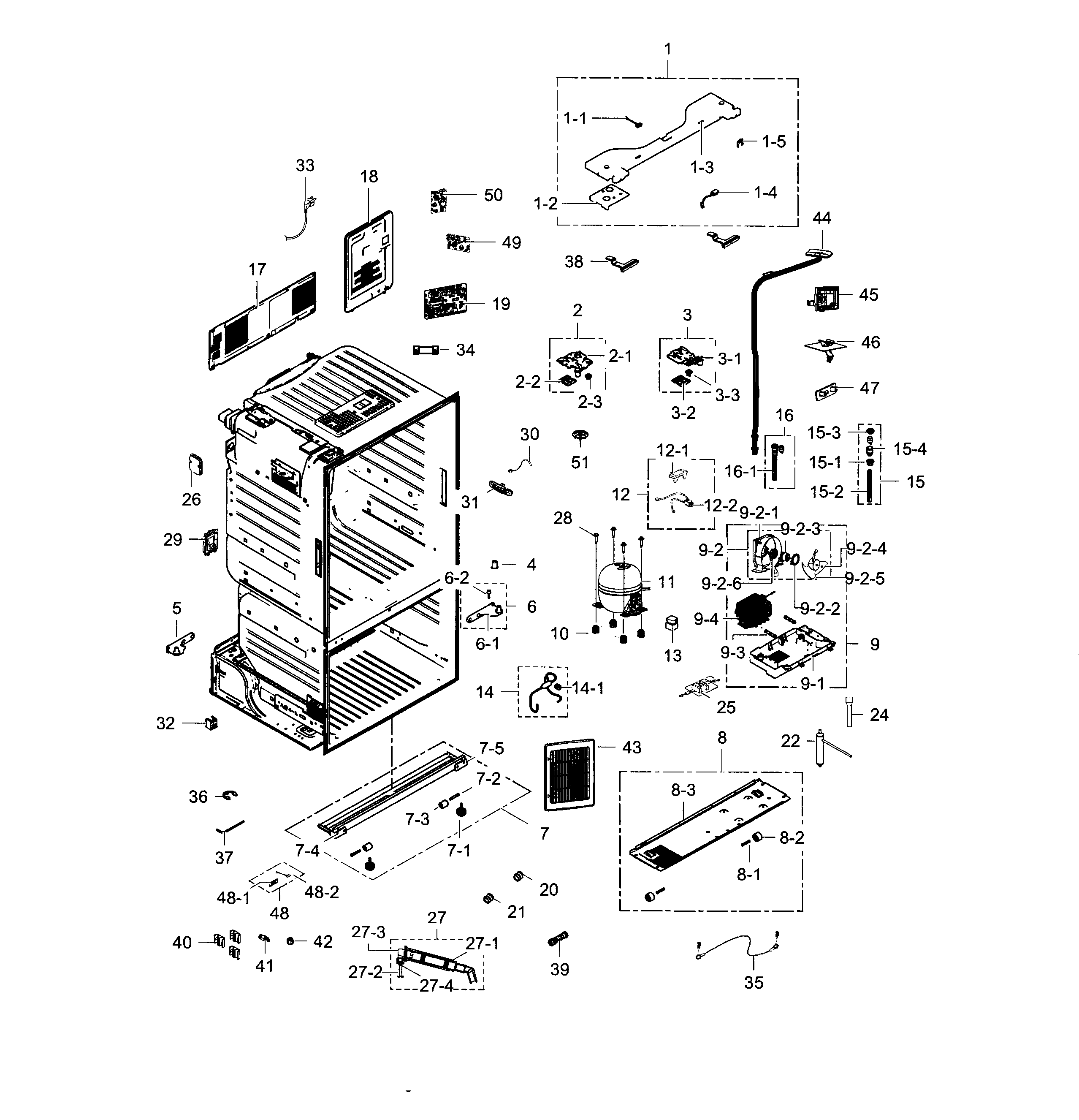 Samsung RF28HFEDTWW/AA-03 cabinet diagram