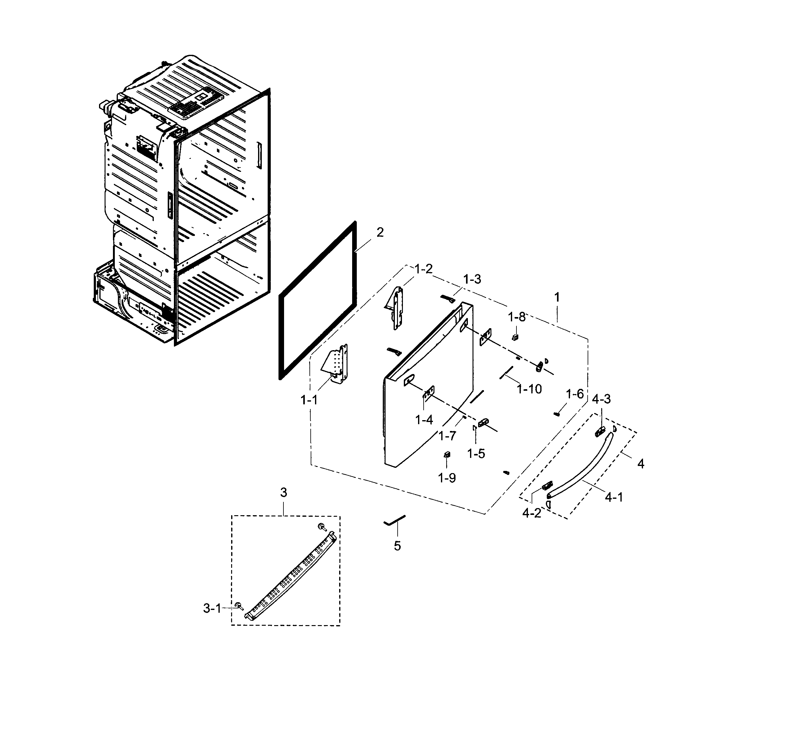 Samsung RF28HFEDTWW/AA-03 freezer door diagram
