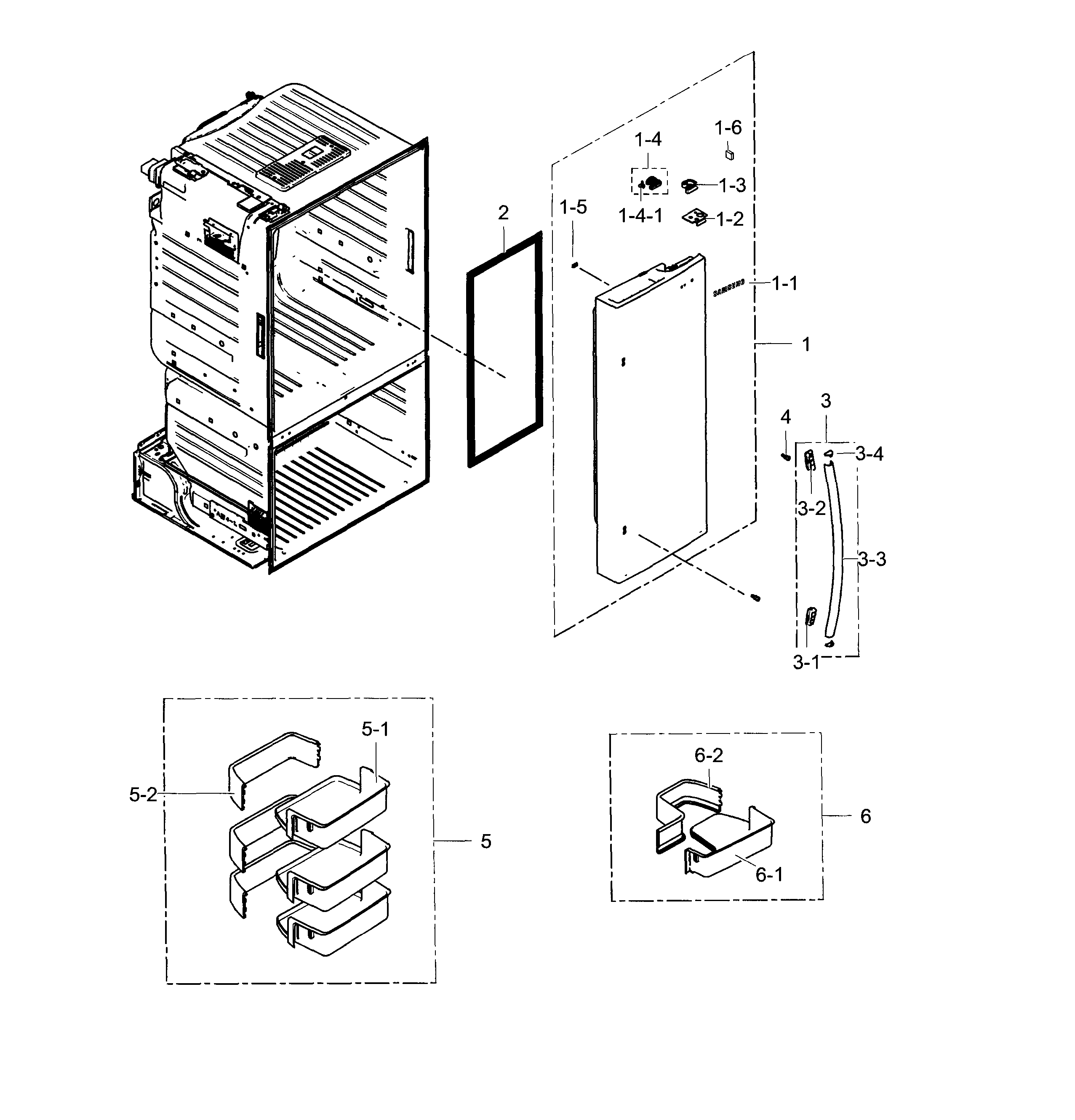 Samsung RF28HFEDTWW/AA-03 fridge door r diagram