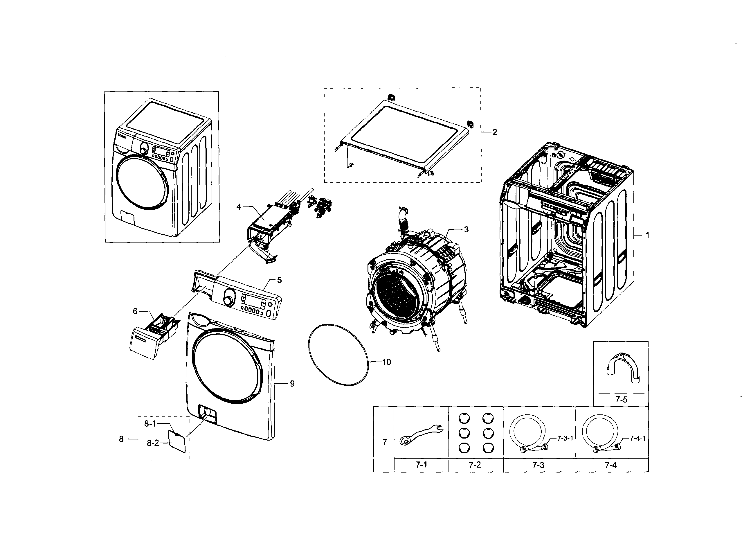 Samsung WF448AAE/XAA-02 main assy diagram