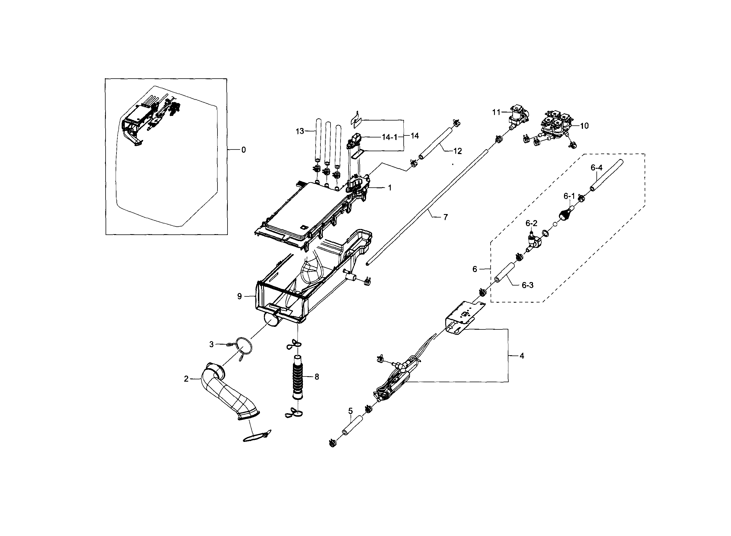 Samsung WF448AAE/XAA-02 housing-drawer diagram
