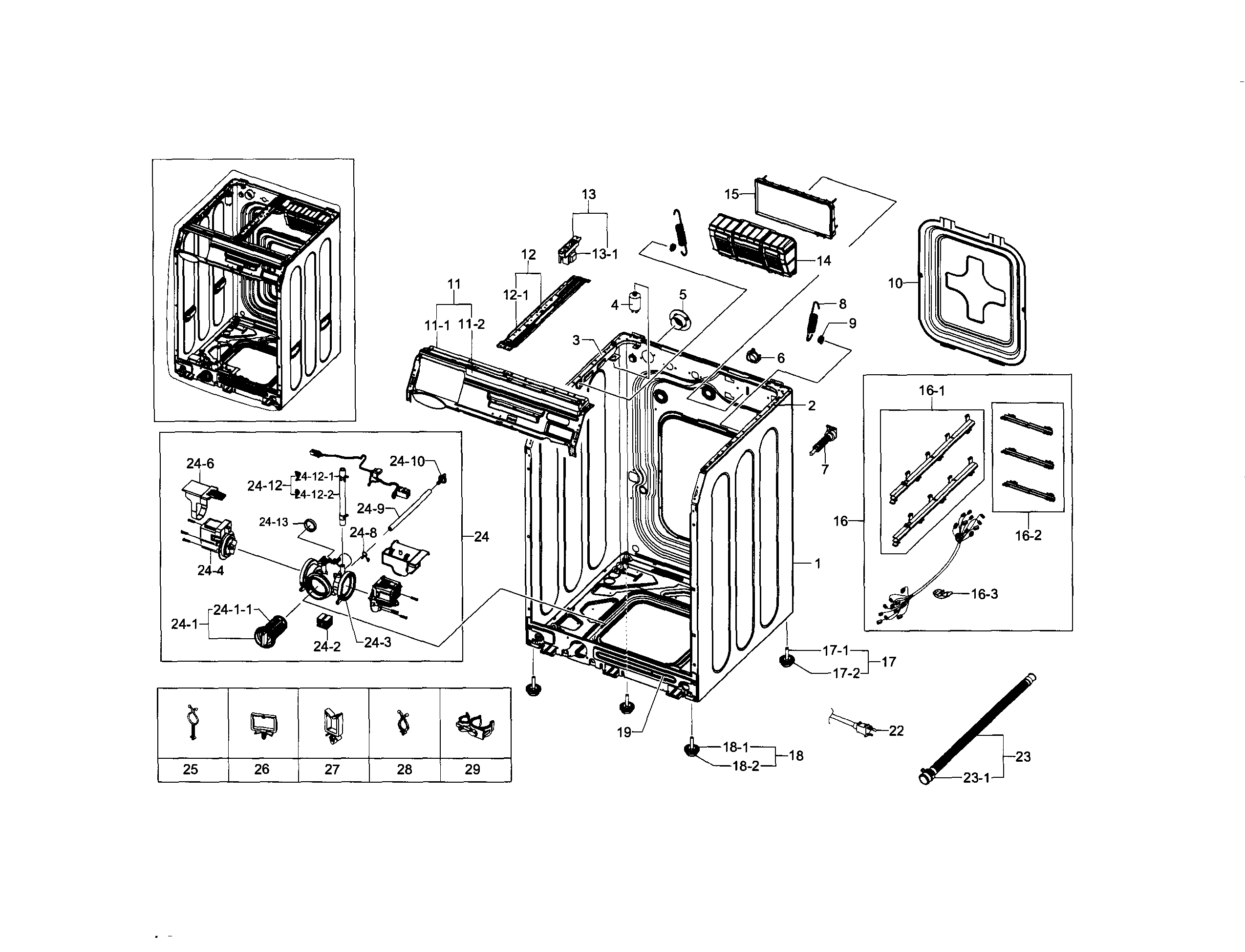 Samsung WF448AAP/XAA-06 frame & cover parts diagram