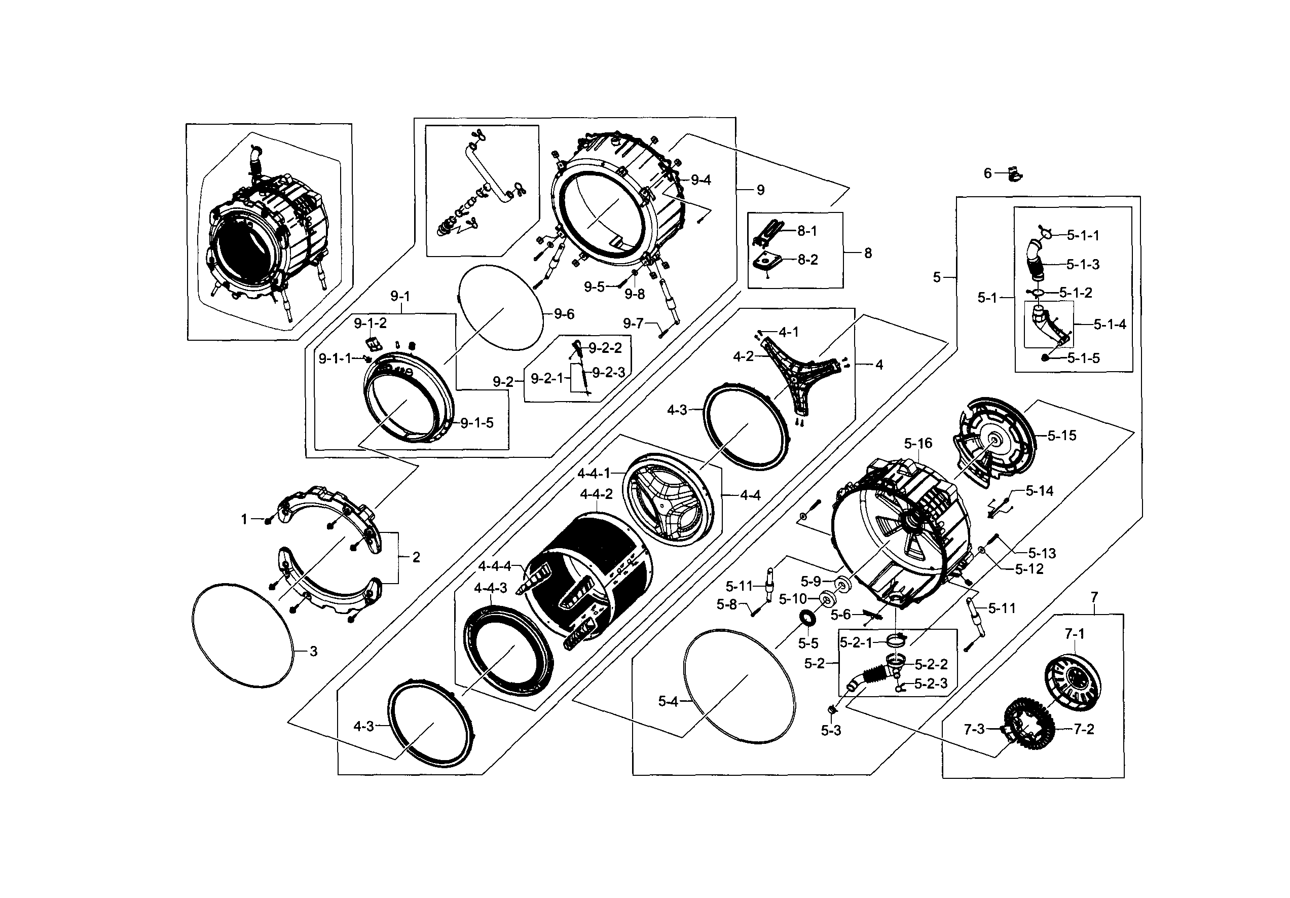 Samsung WF448AAP/XAA-06 tub & drum diagram