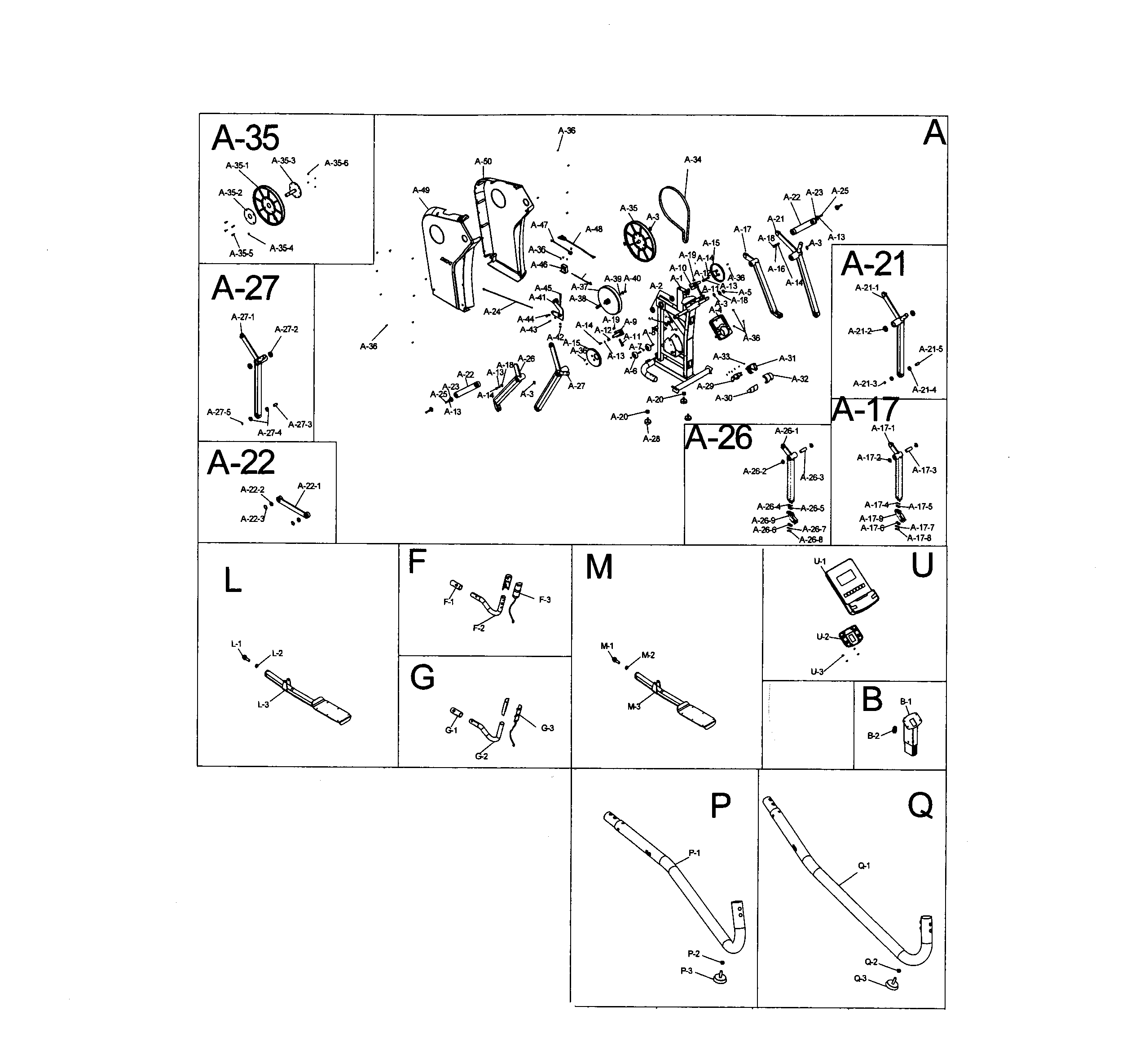 BH Fitness S5XI pedal assy diagram