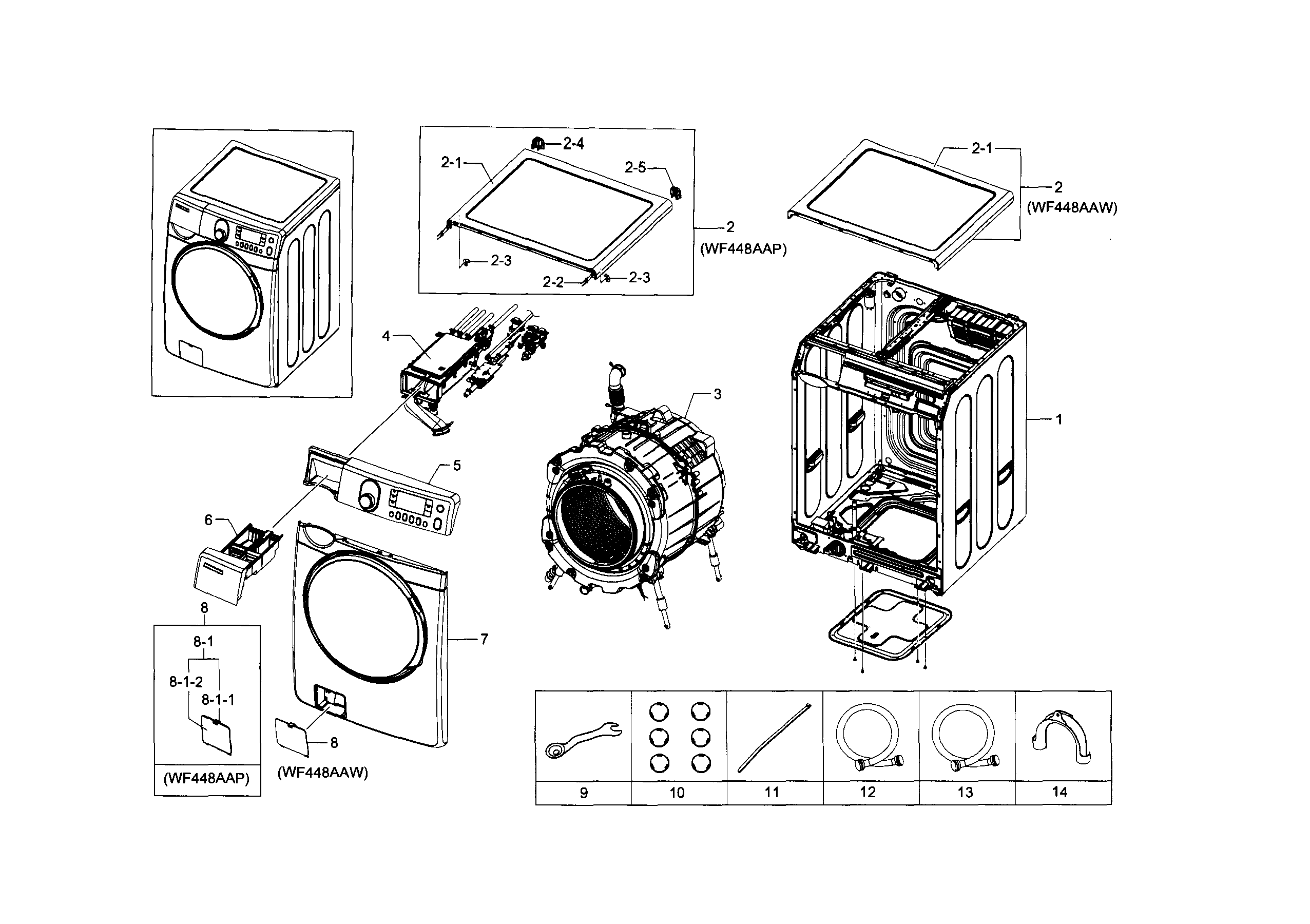Samsung WF448AAW/XAA-05 main assy diagram