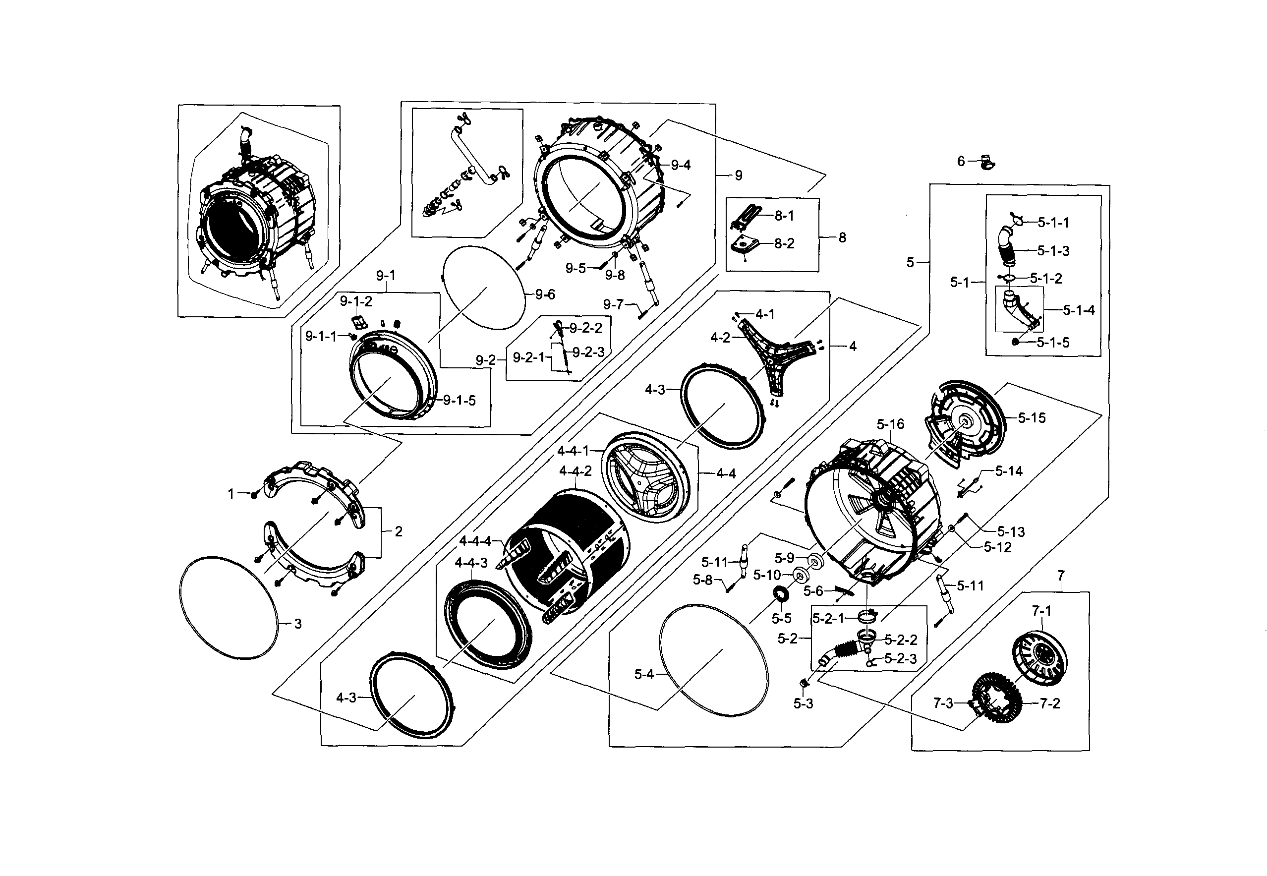 Samsung WF448AAW/XAA-05 tub & drum diagram