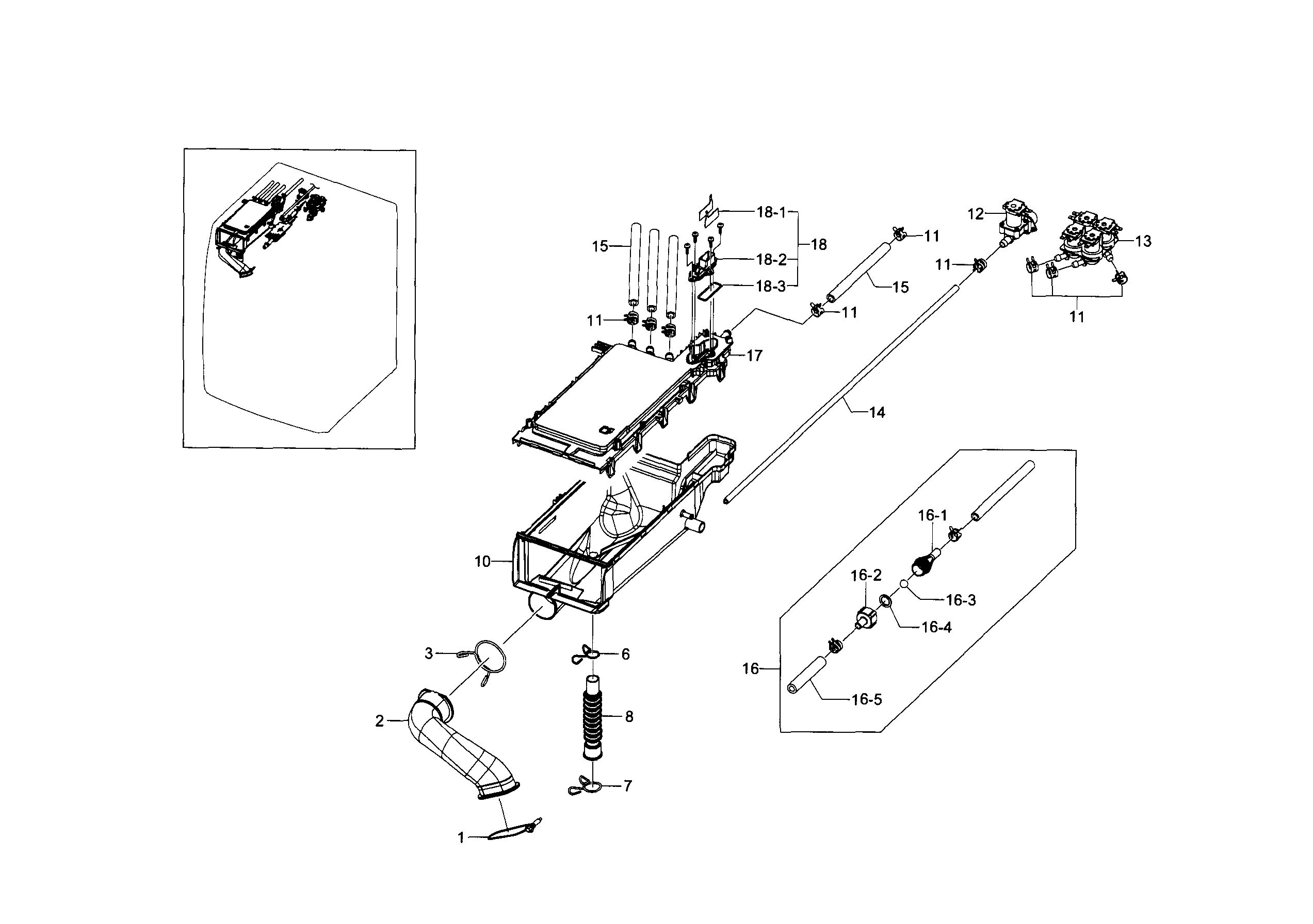 Samsung WF448AAW/XAA-05 housing-drawer diagram