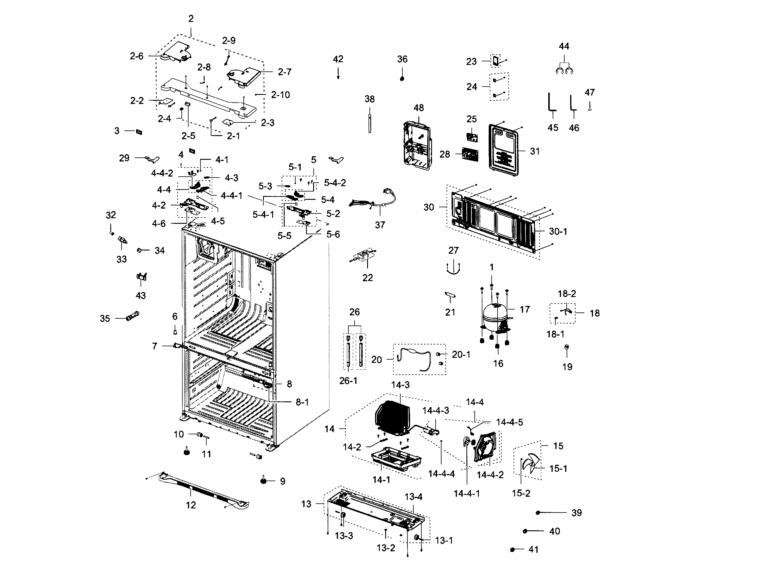 Samsung RFG297HDWP/XAA-03 cabinet diagram