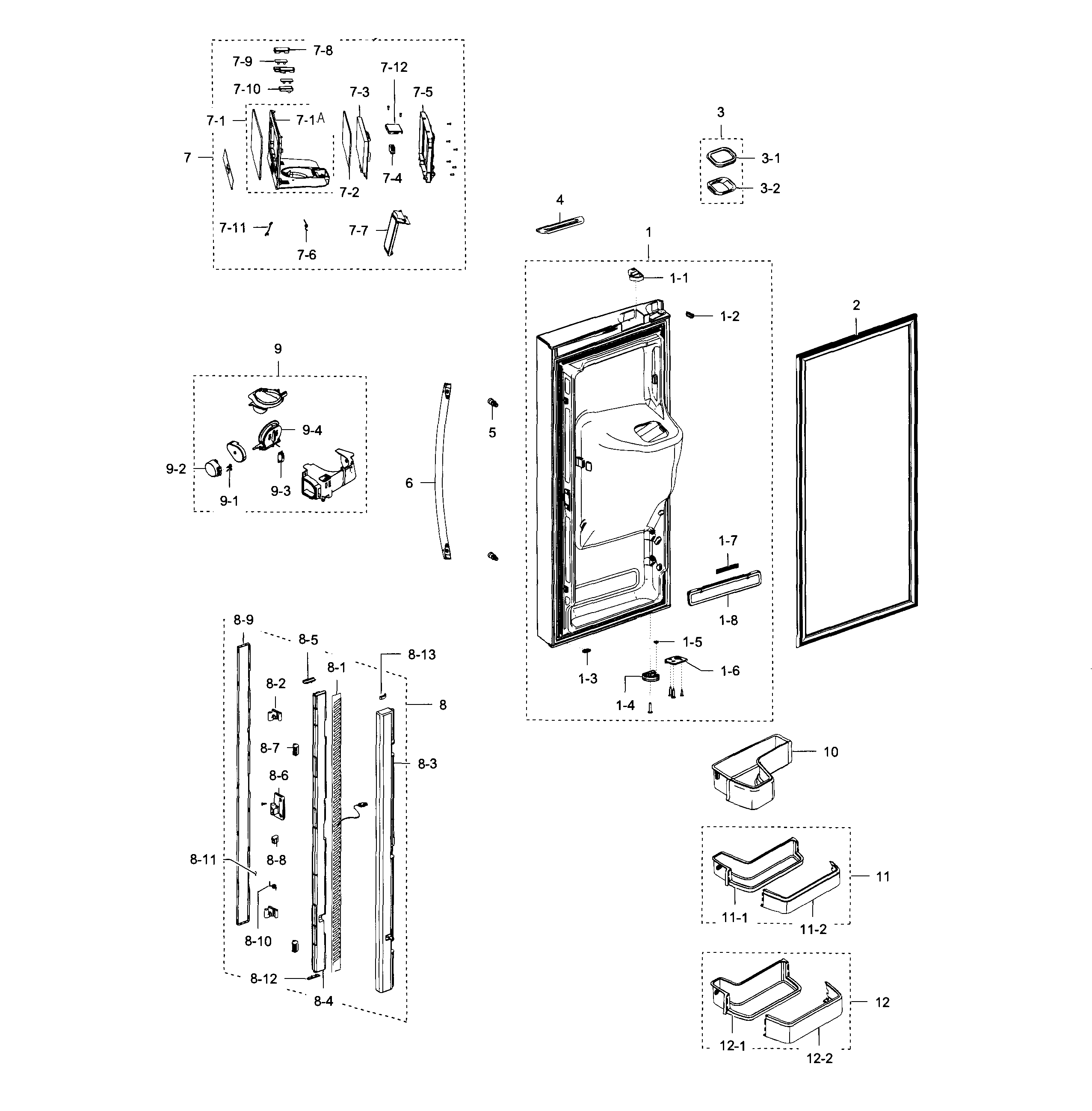 Samsung RFG297HDWP/XAA-03 fridge door l diagram