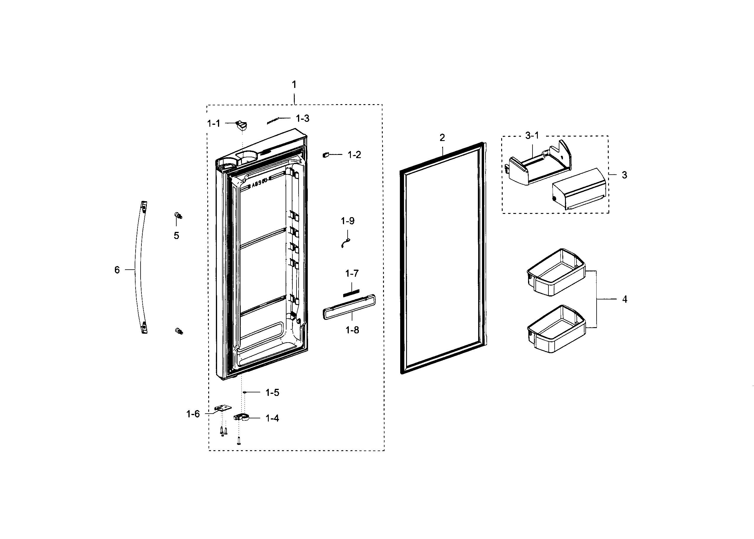 Samsung RFG297HDWP/XAA-03 fridge door r diagram