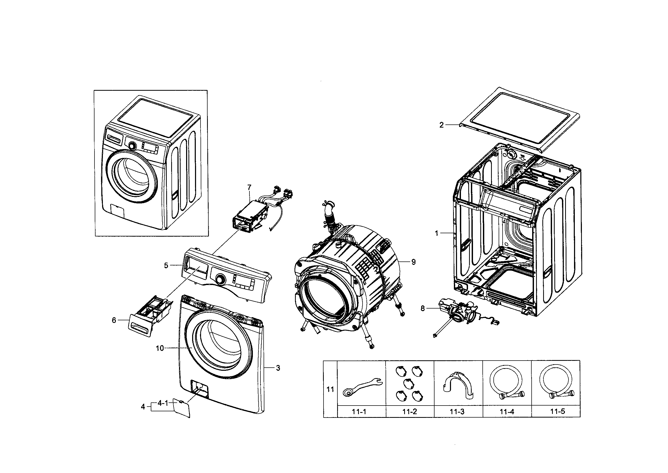 Samsung WF210ANW/XAA-02 main assy diagram
