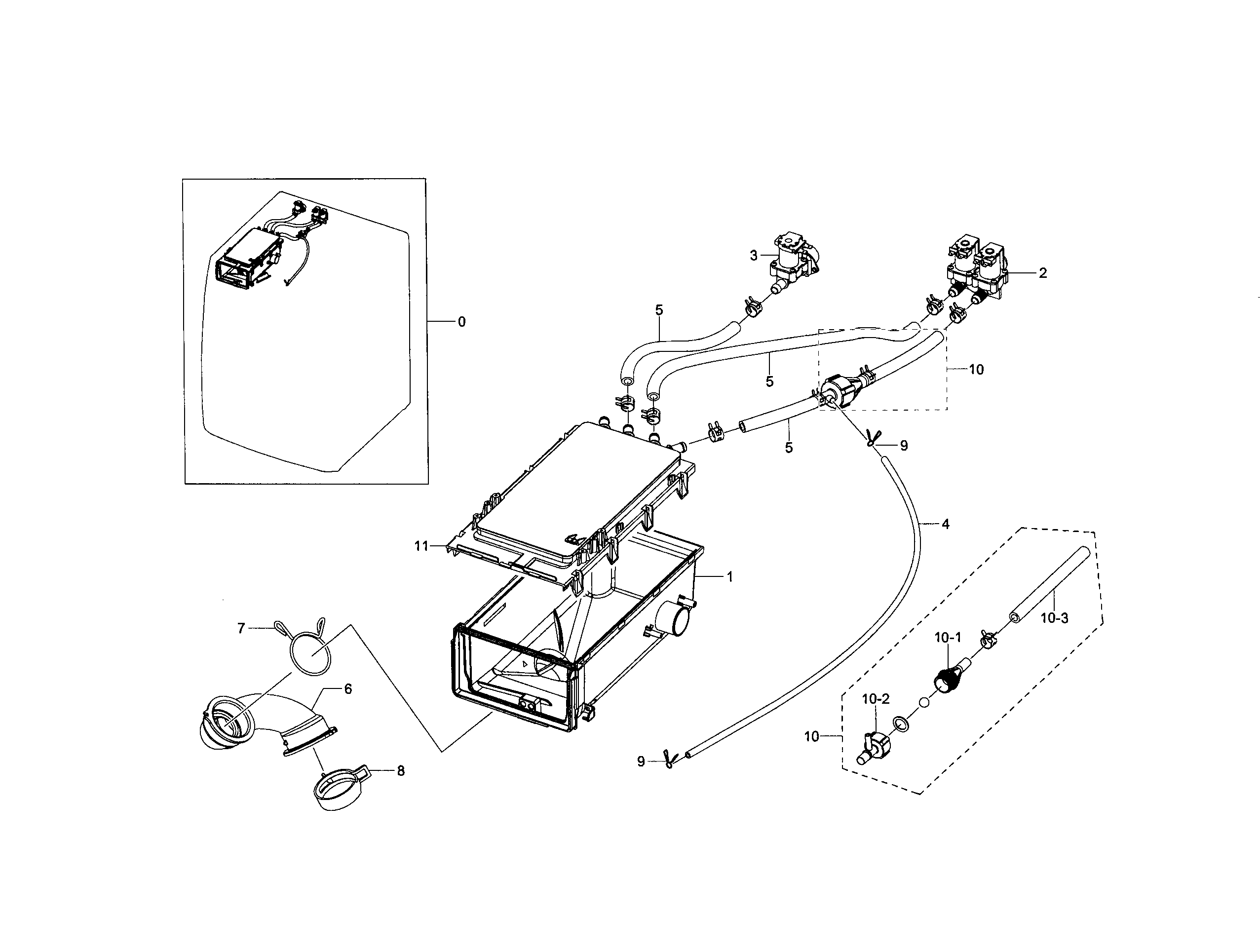Samsung WF210ANW/XAA-04 housing drawer diagram