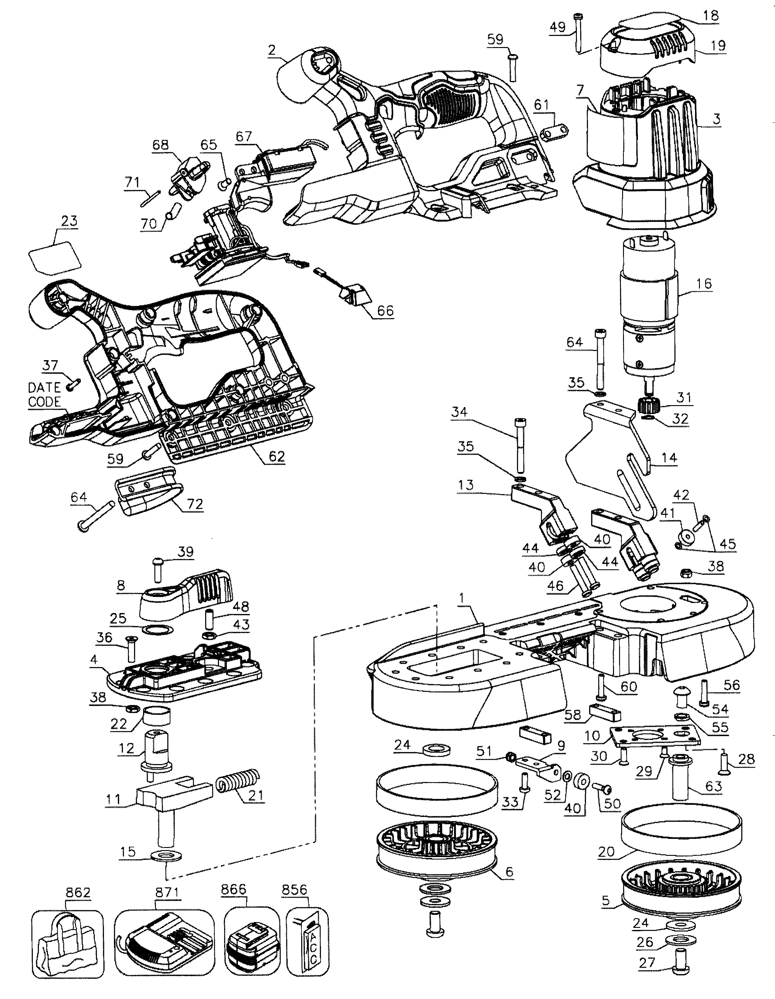 DeWalt DCS371M1 TYPE 1 saw assy diagram