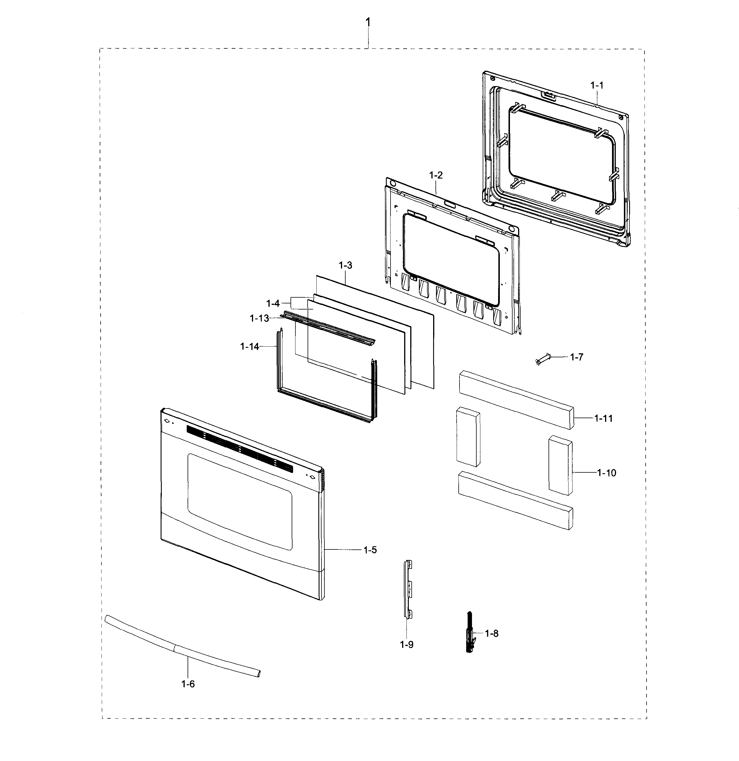 Samsung NE595R1ABSR/AA-03 door diagram