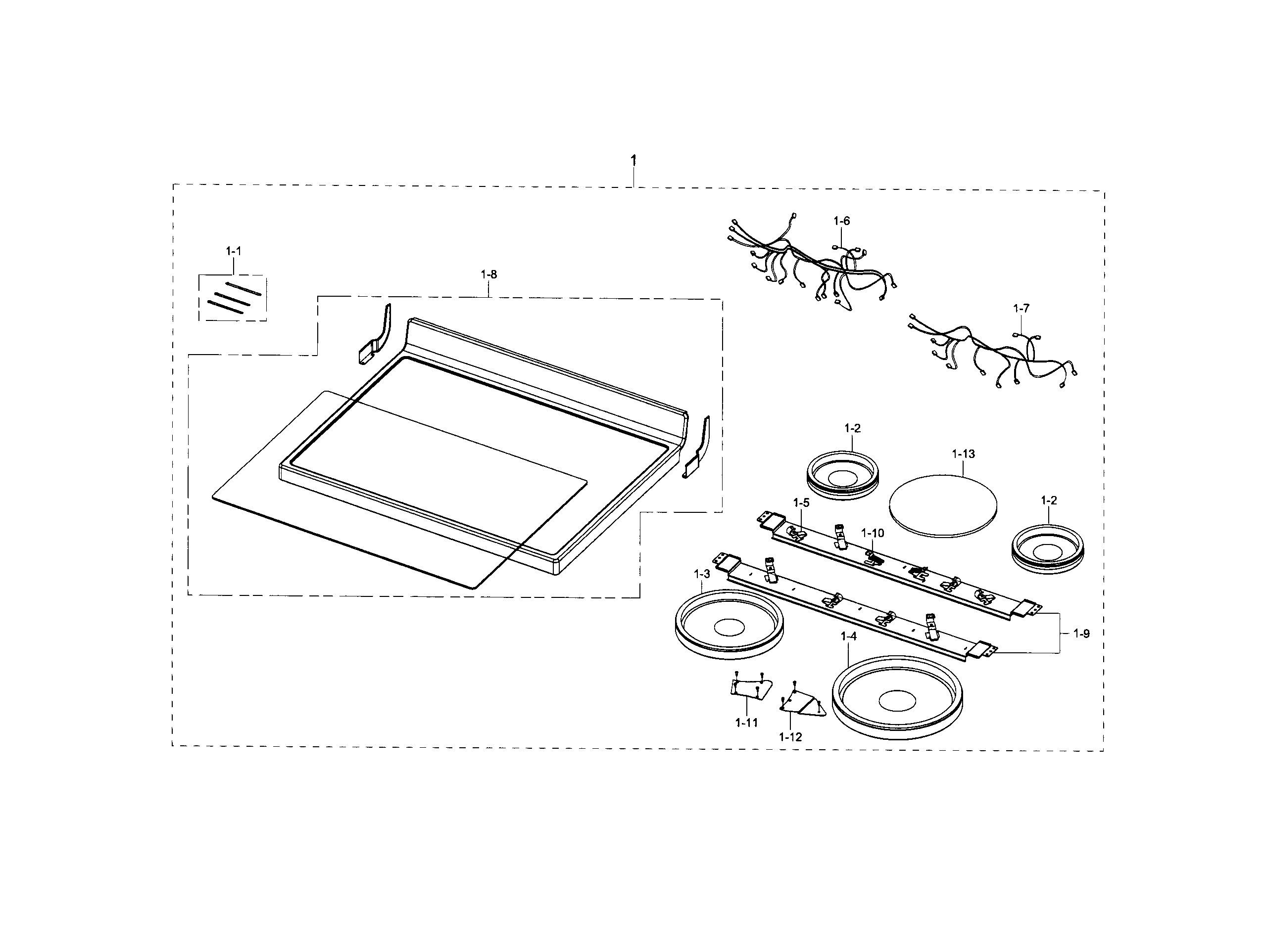 Samsung NE595R1ABSR/AA-03 cooktop diagram