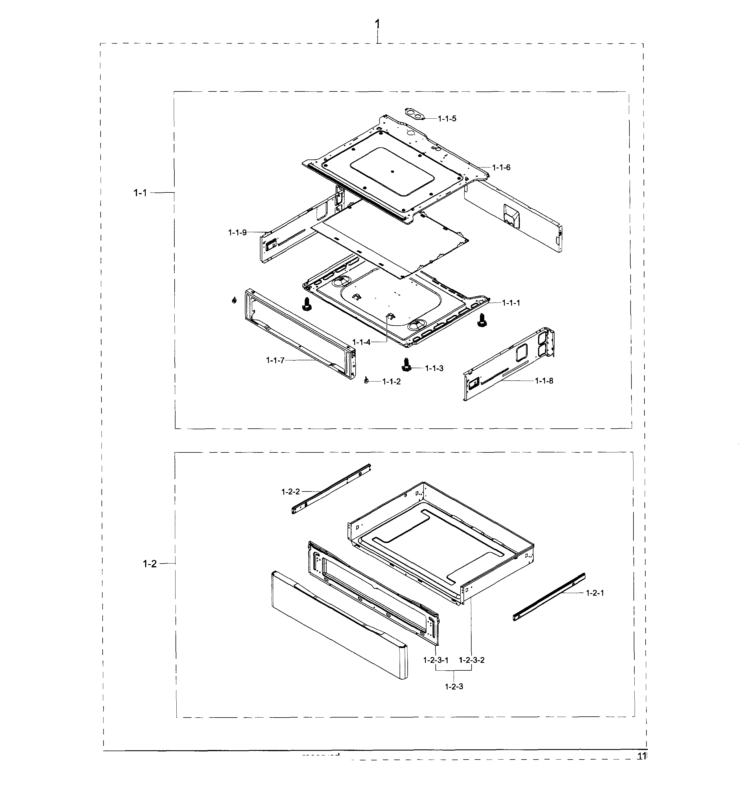 Samsung NE595R1ABSR/AA-03 drawer diagram