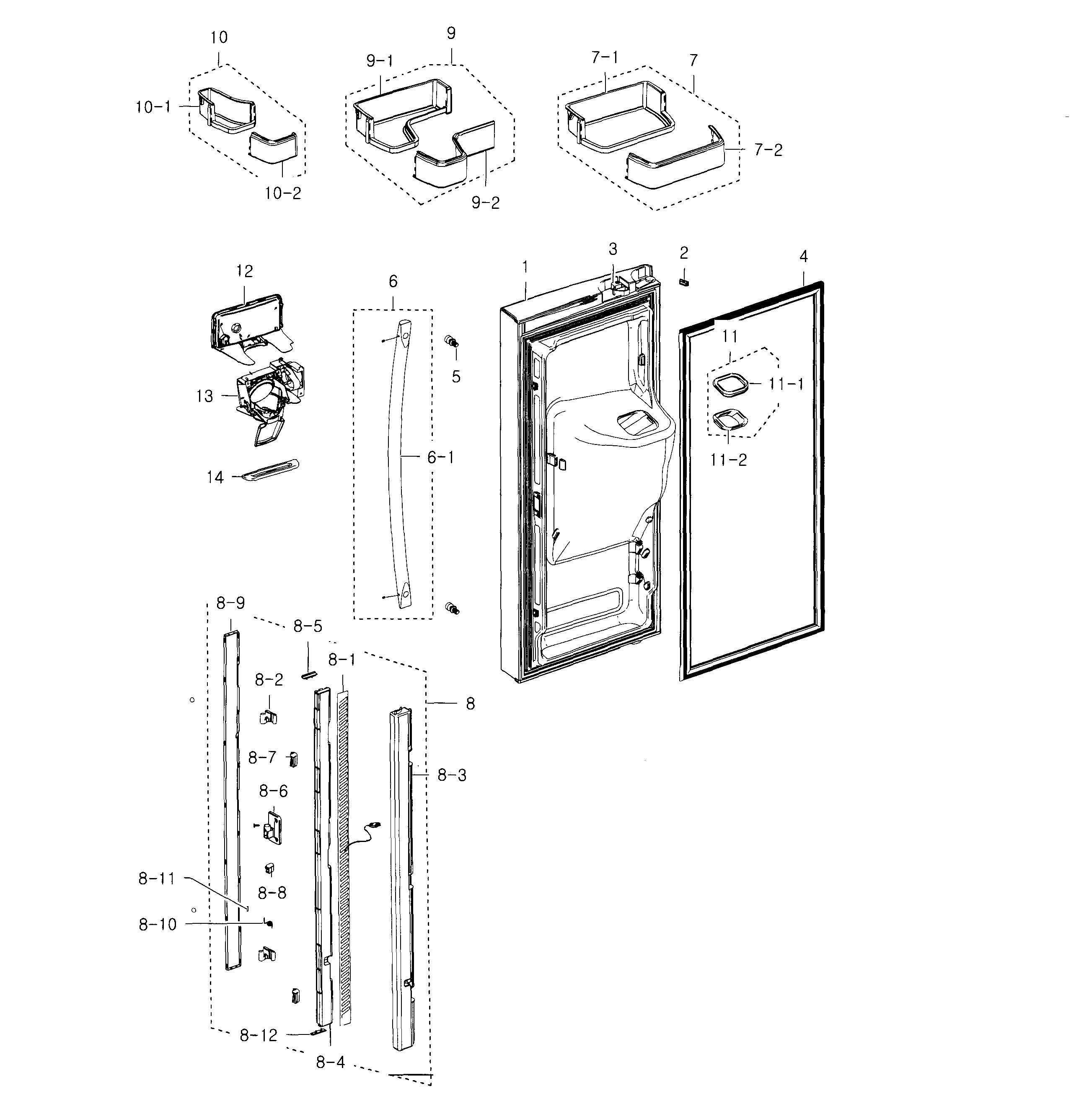 Samsung RFG237AAPN/XAA-01 fridge door l diagram