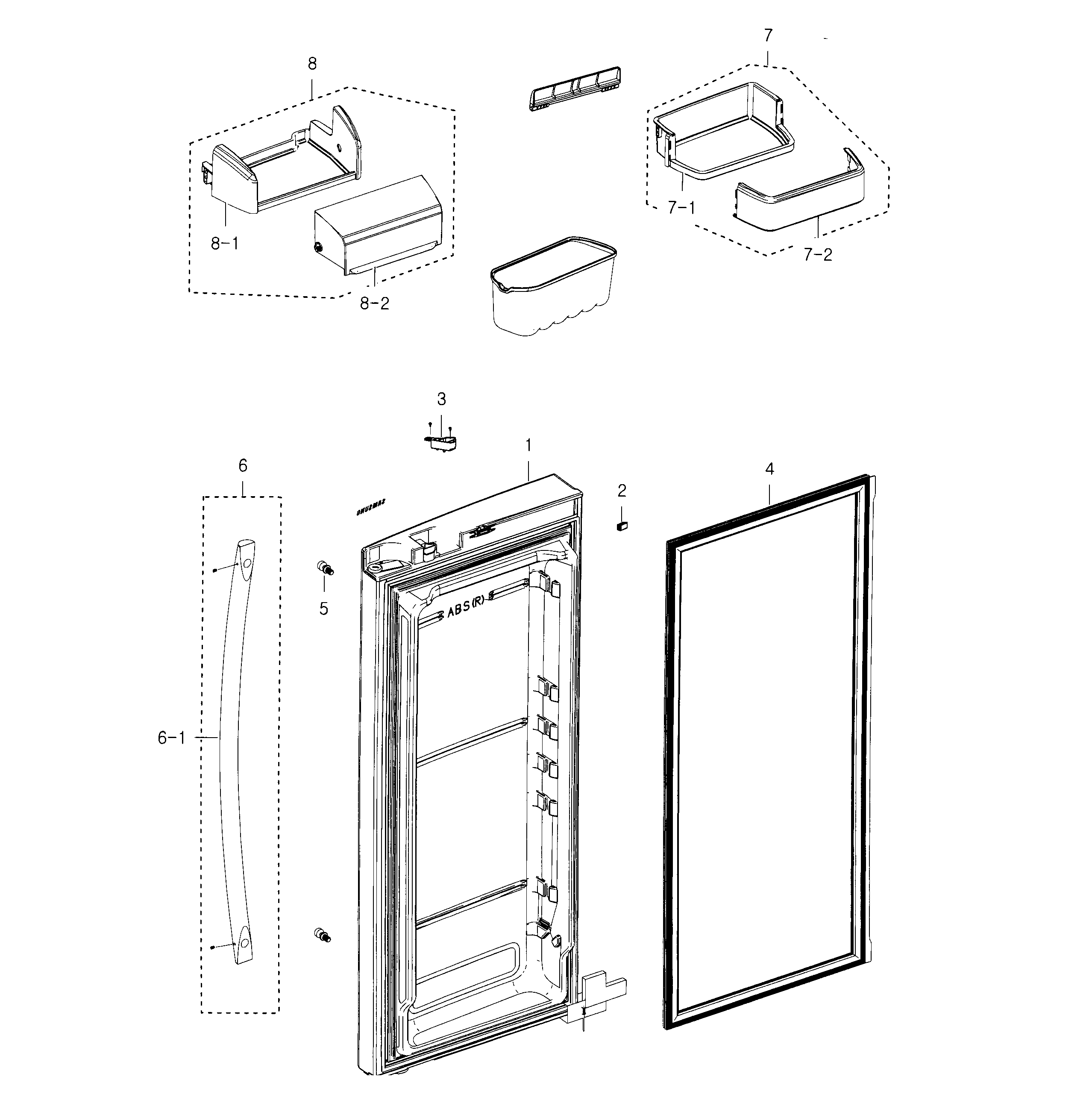 Samsung RFG237AAPN/XAA-01 fridge door r diagram