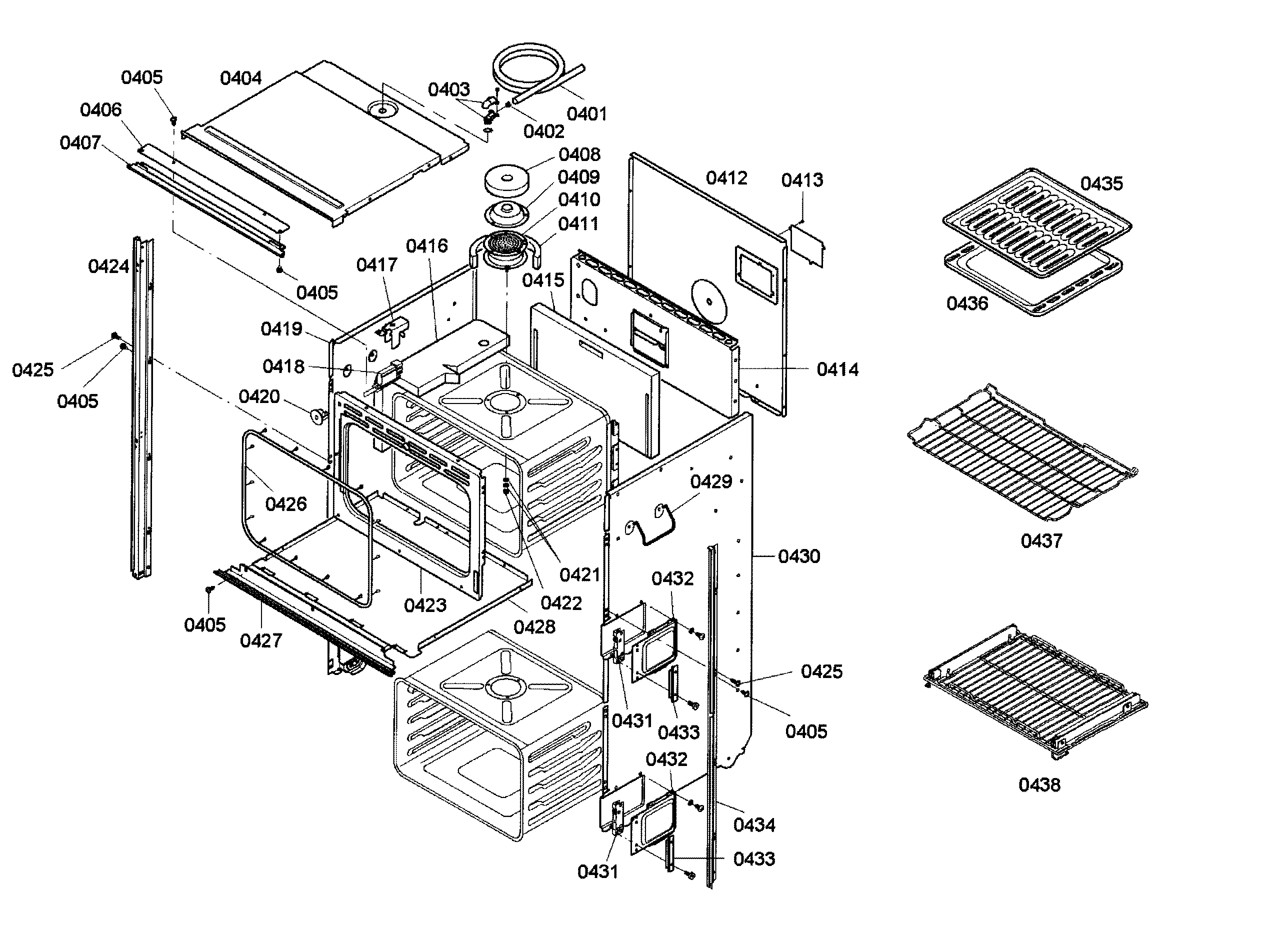 Bosch HBL755AUC/02 upper body diagram