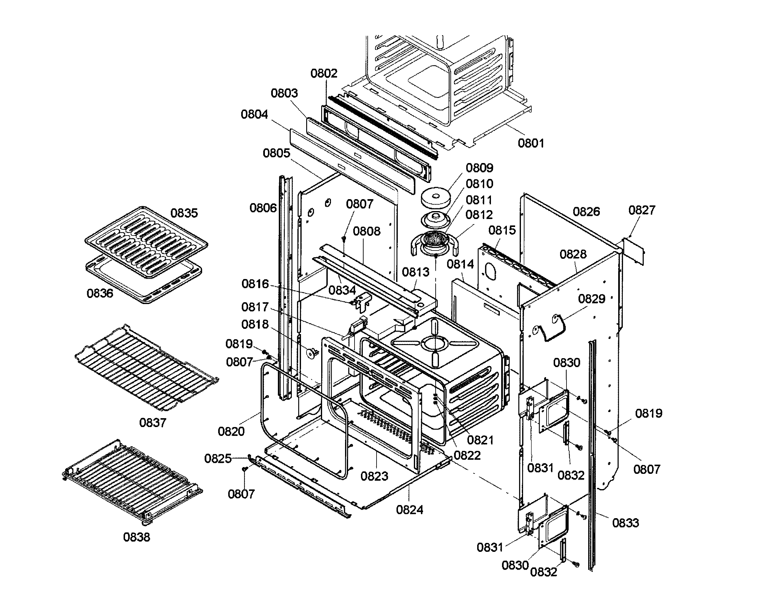 Bosch HBL755AUC/02 lower body diagram