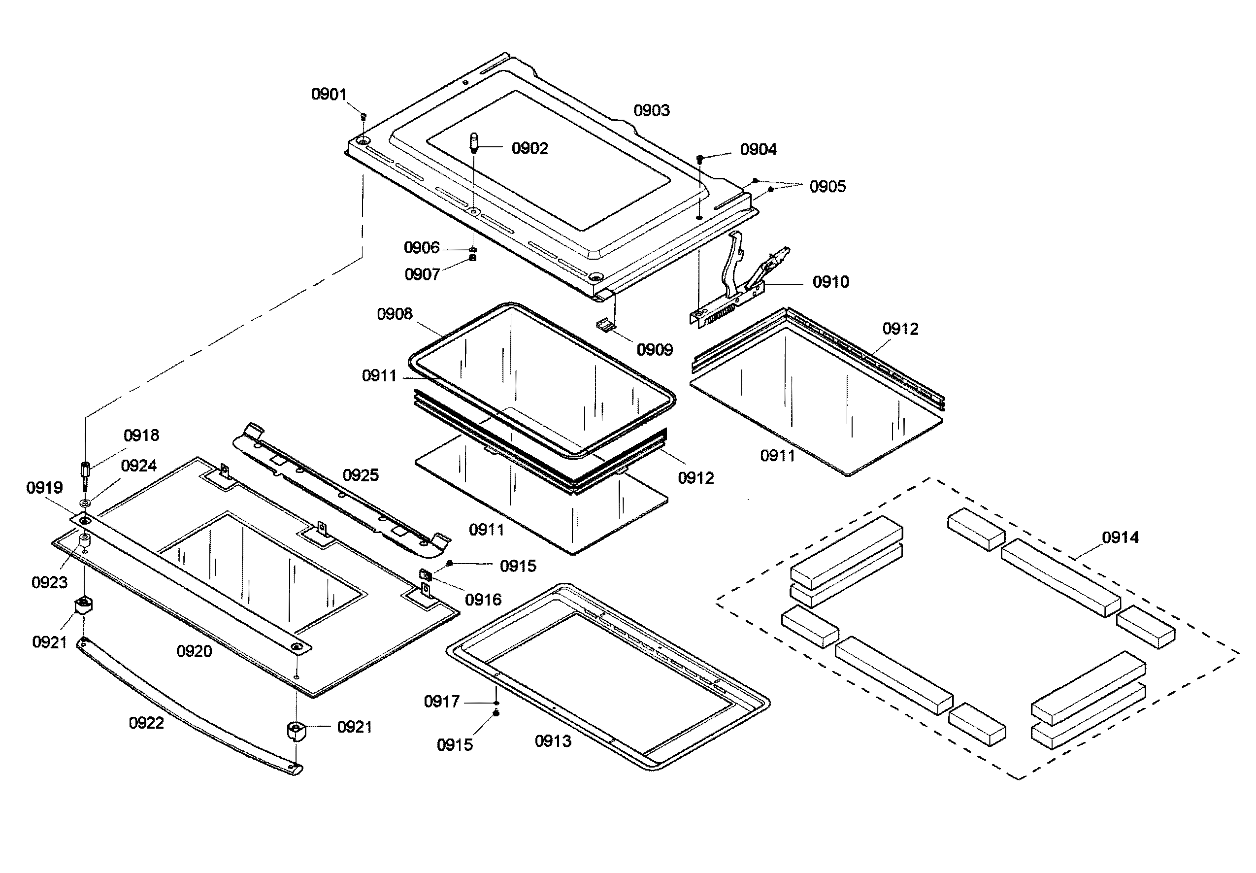 Bosch HBL755AUC/02 door assy diagram