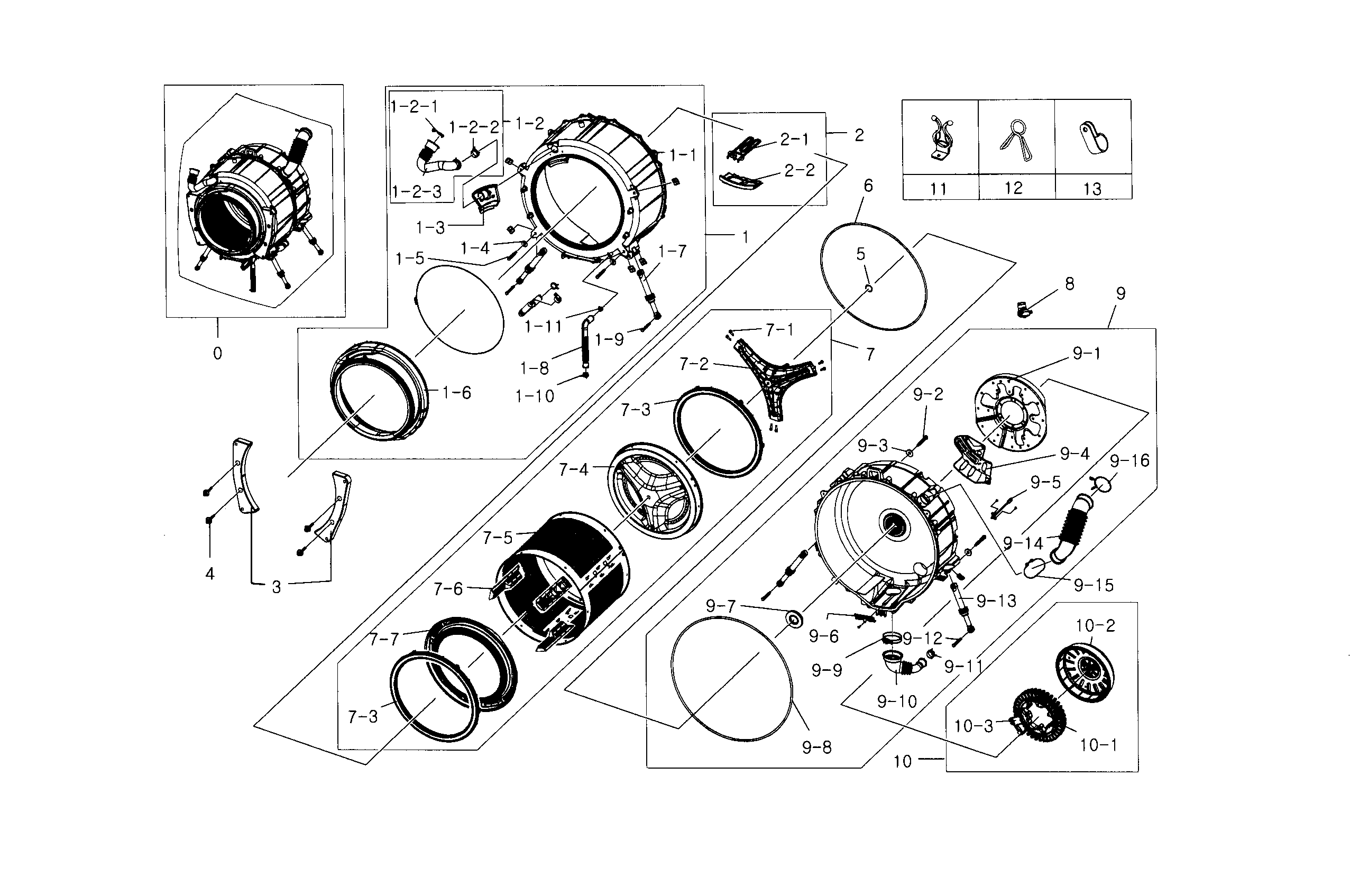 Samsung WF218ANB/XAA-01 tub & drum diagram