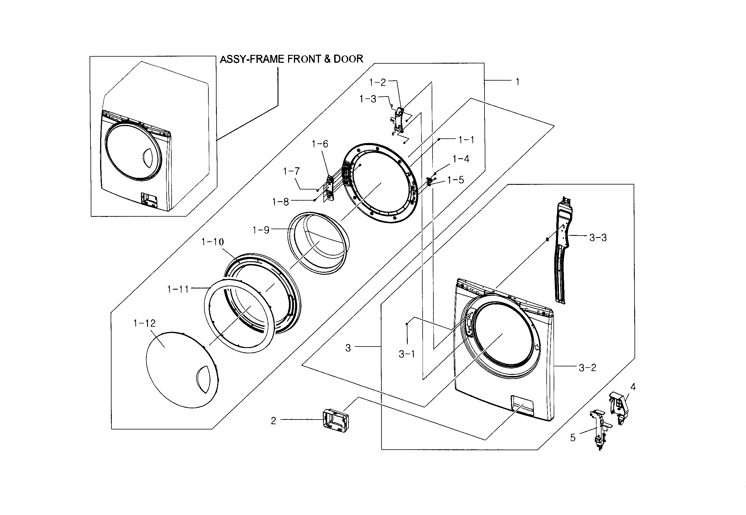 Samsung WF218ANB/XAA-01 frame front & door diagram