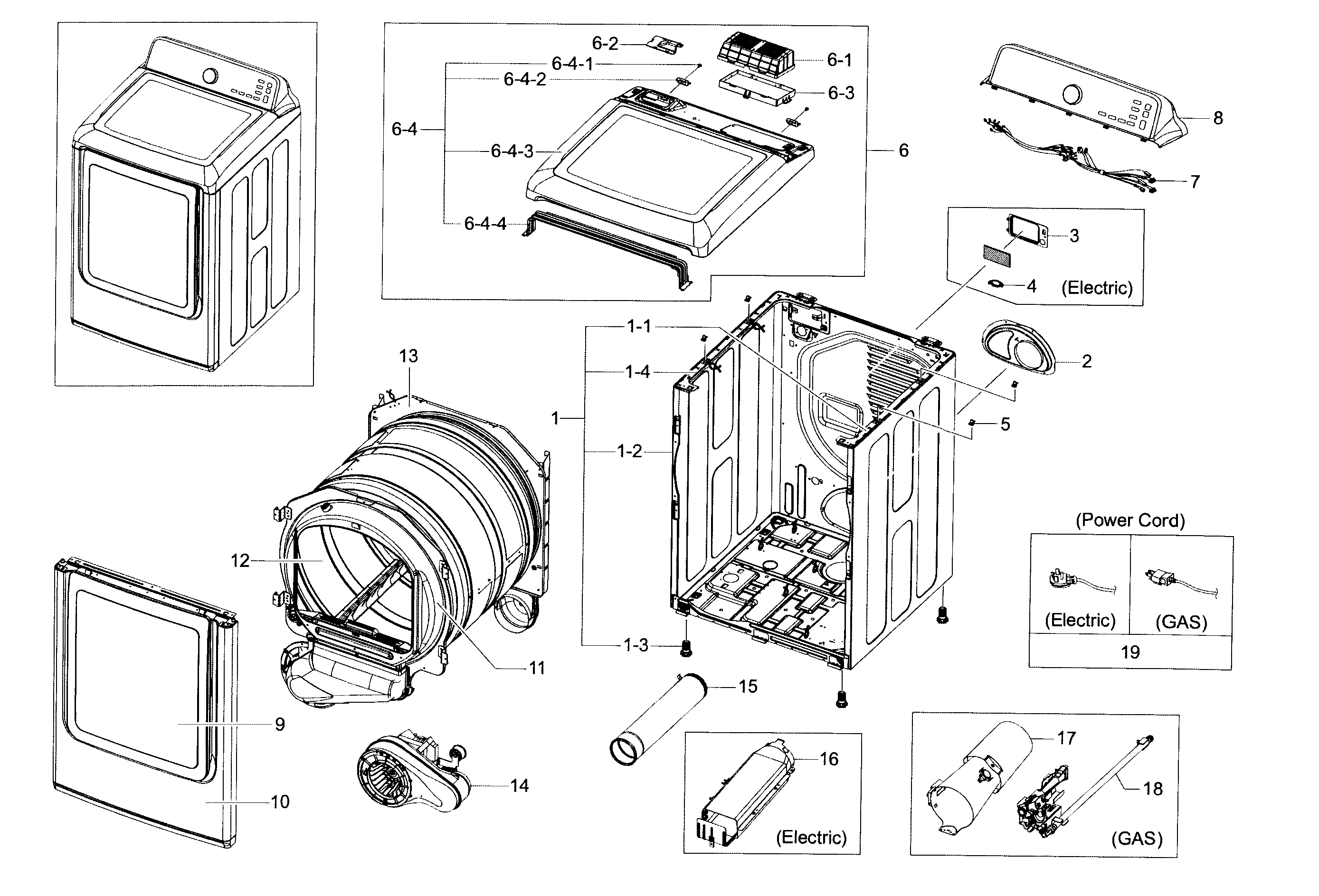 Samsung DV456ETHDSU/AA-00 main assy diagram