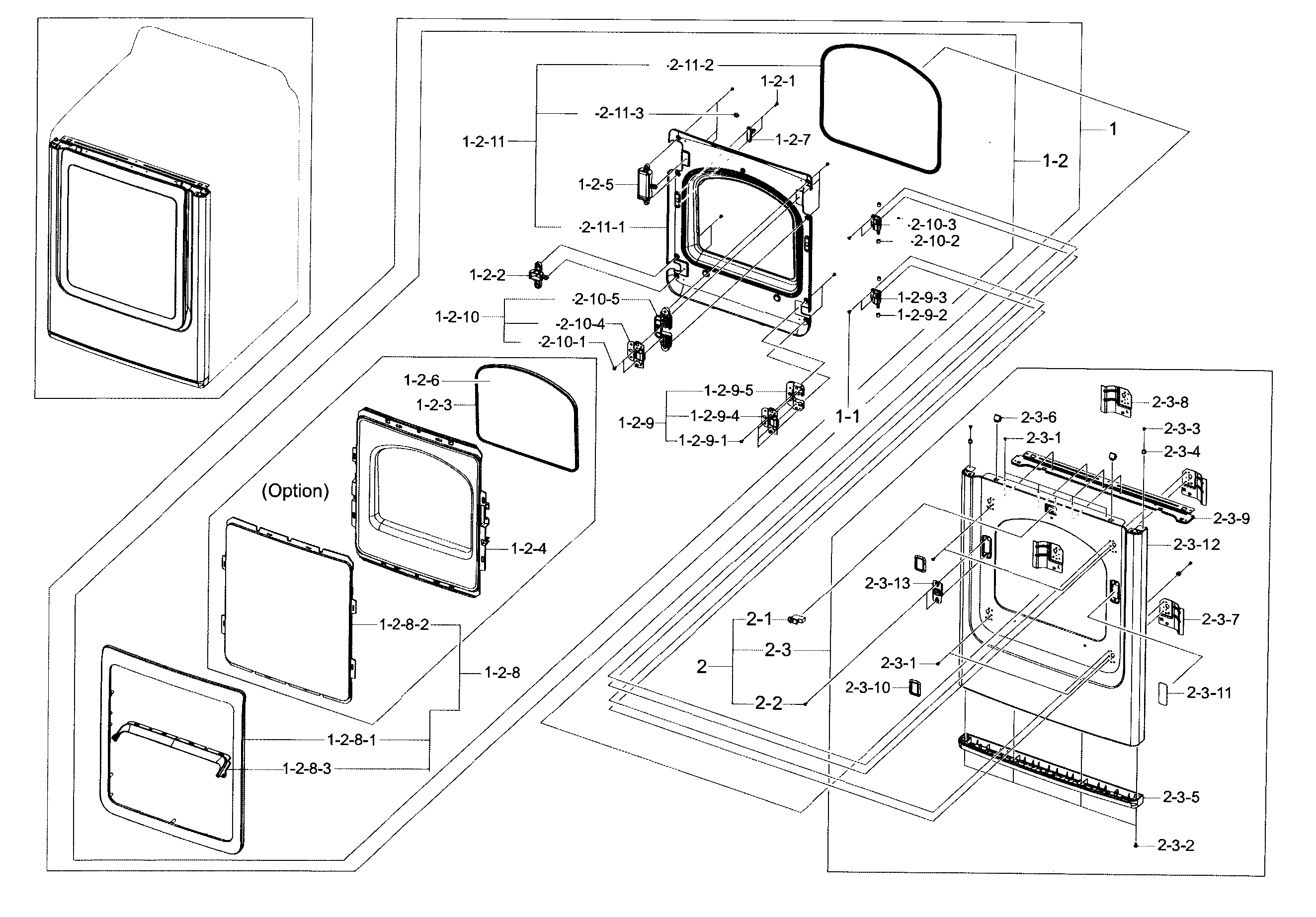 Samsung DV456ETHDSU/AA-00 frame front & door diagram