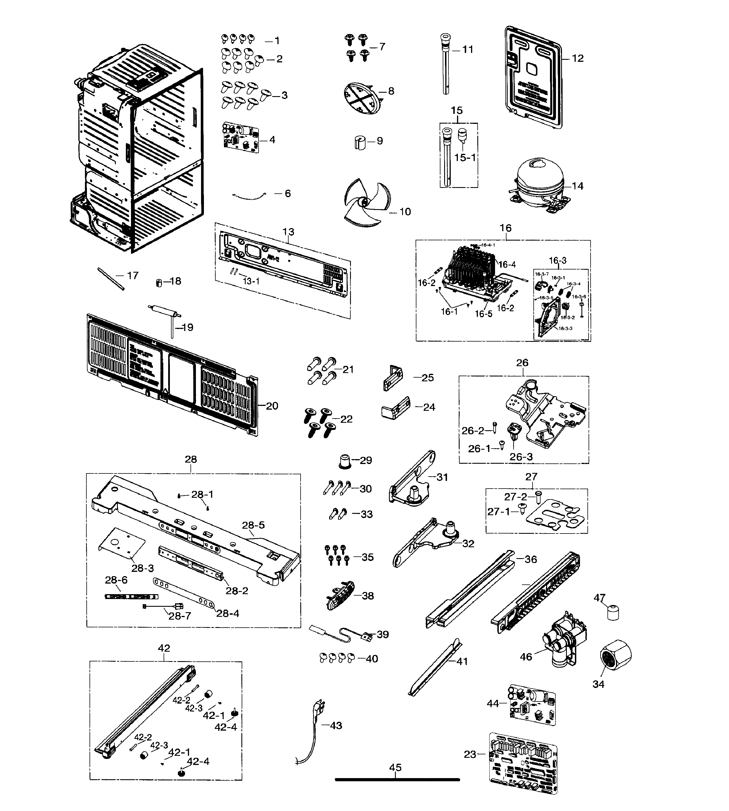 Samsung RF26HFENDSR/AA-00 cabinet diagram