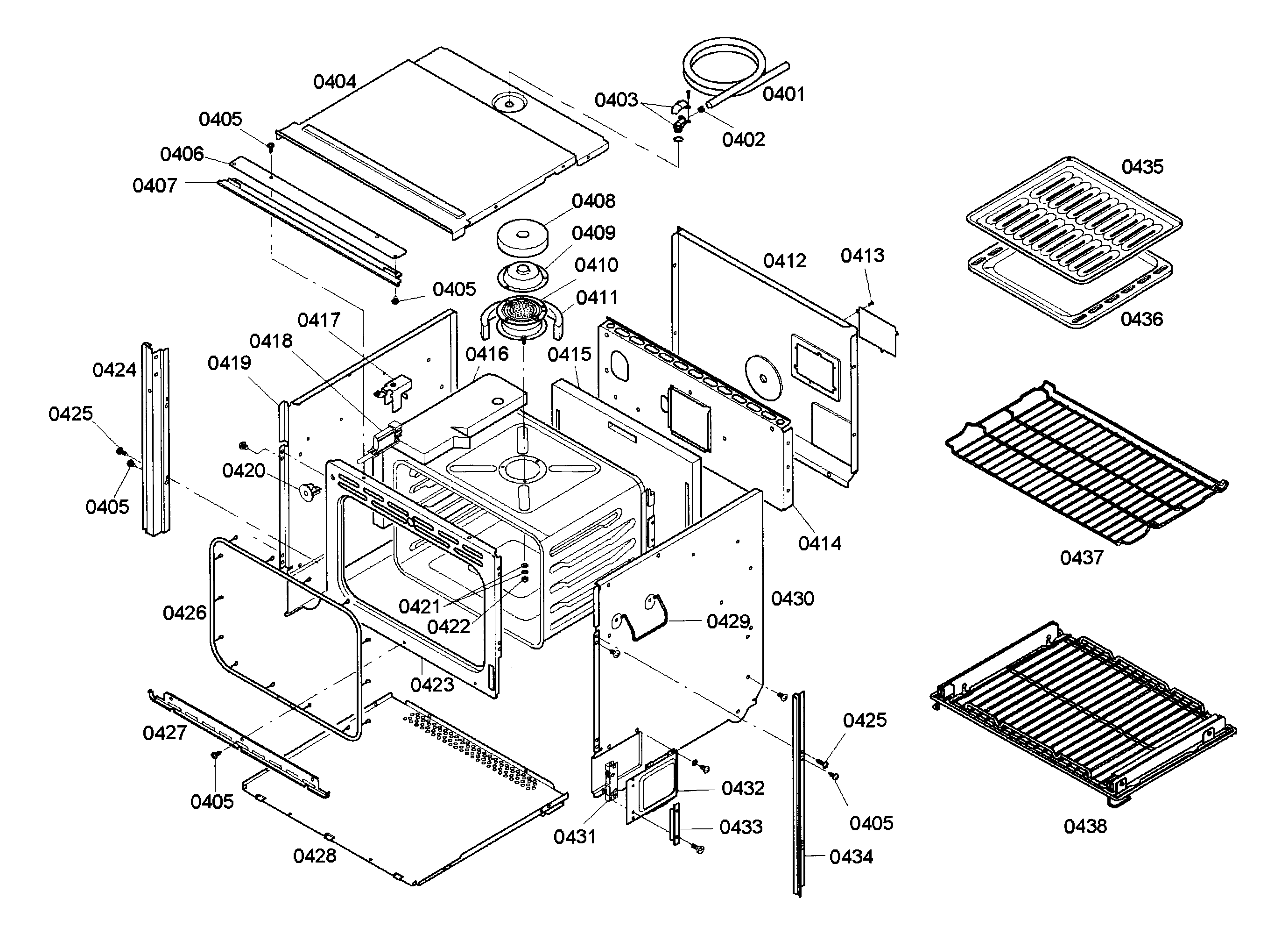 Bosch HBL745AUC/02 main assy diagram