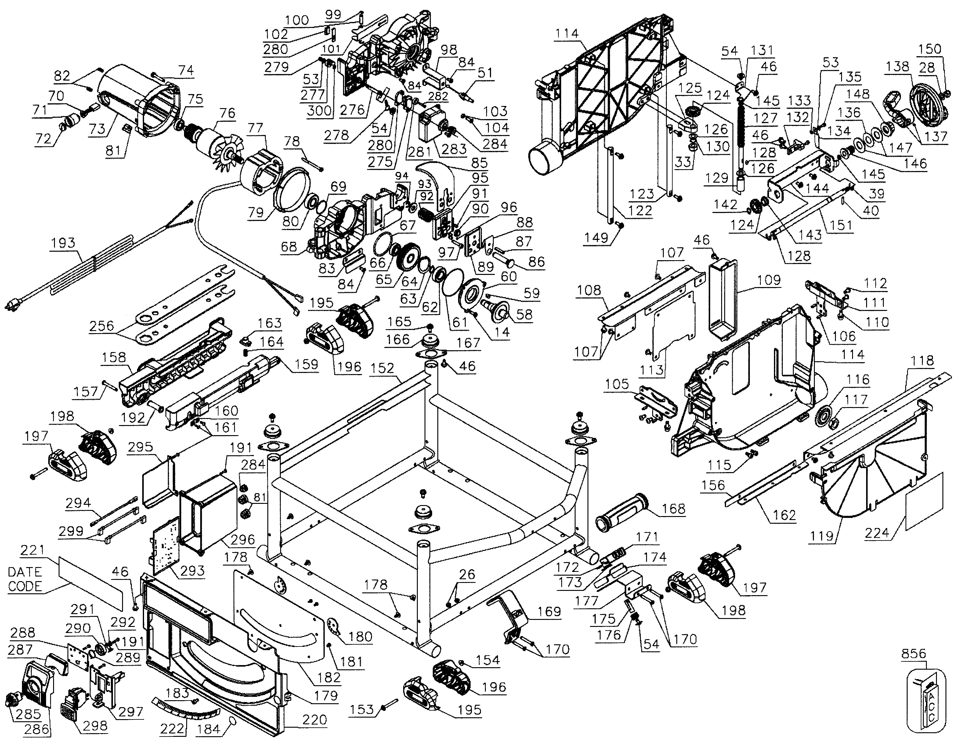 DeWalt DWE7499GD TYPE 2 saw diagram